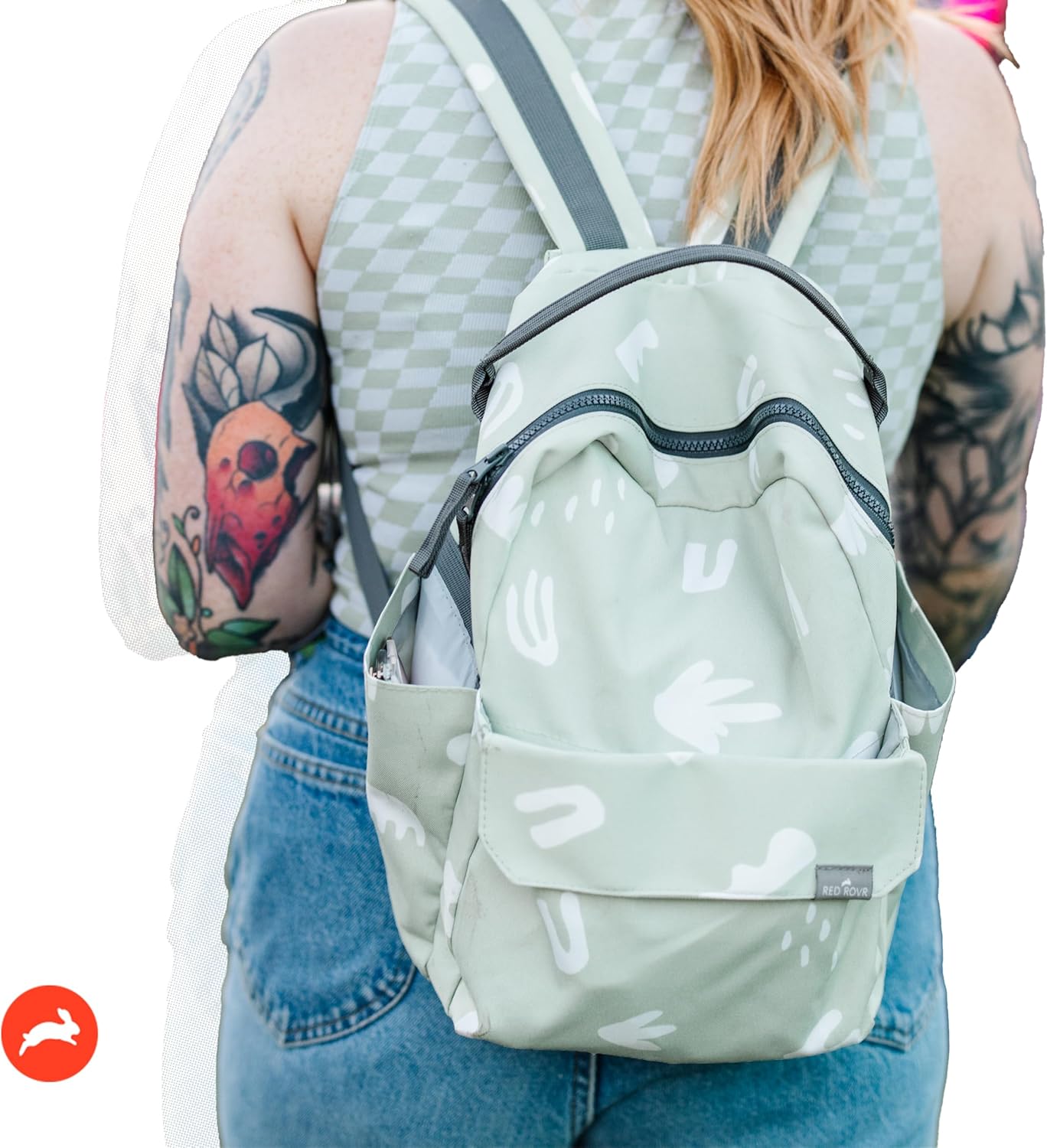 RED ROVR Mini Roo Lightweight Backpack | 6 pockets for everyday essentials (Pear Doodle)