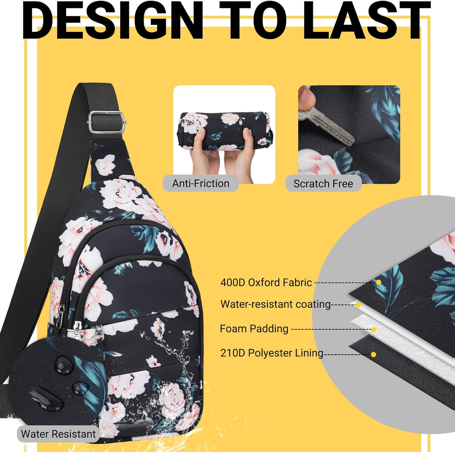 Crossbody Bags for Women, Sling Bag for Men, Small Hiking Backpack Anti Theft Lightweight for