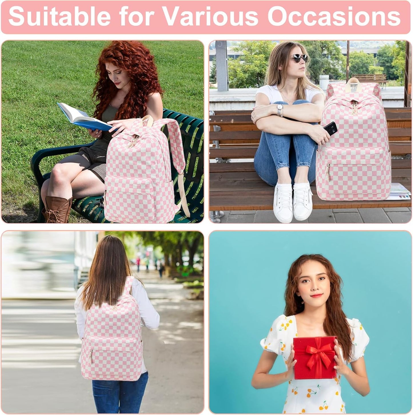 School Backpack for Teen Girls Bookbags Elementary High School Corduroy Laptop Bags Women Travel Daypacks