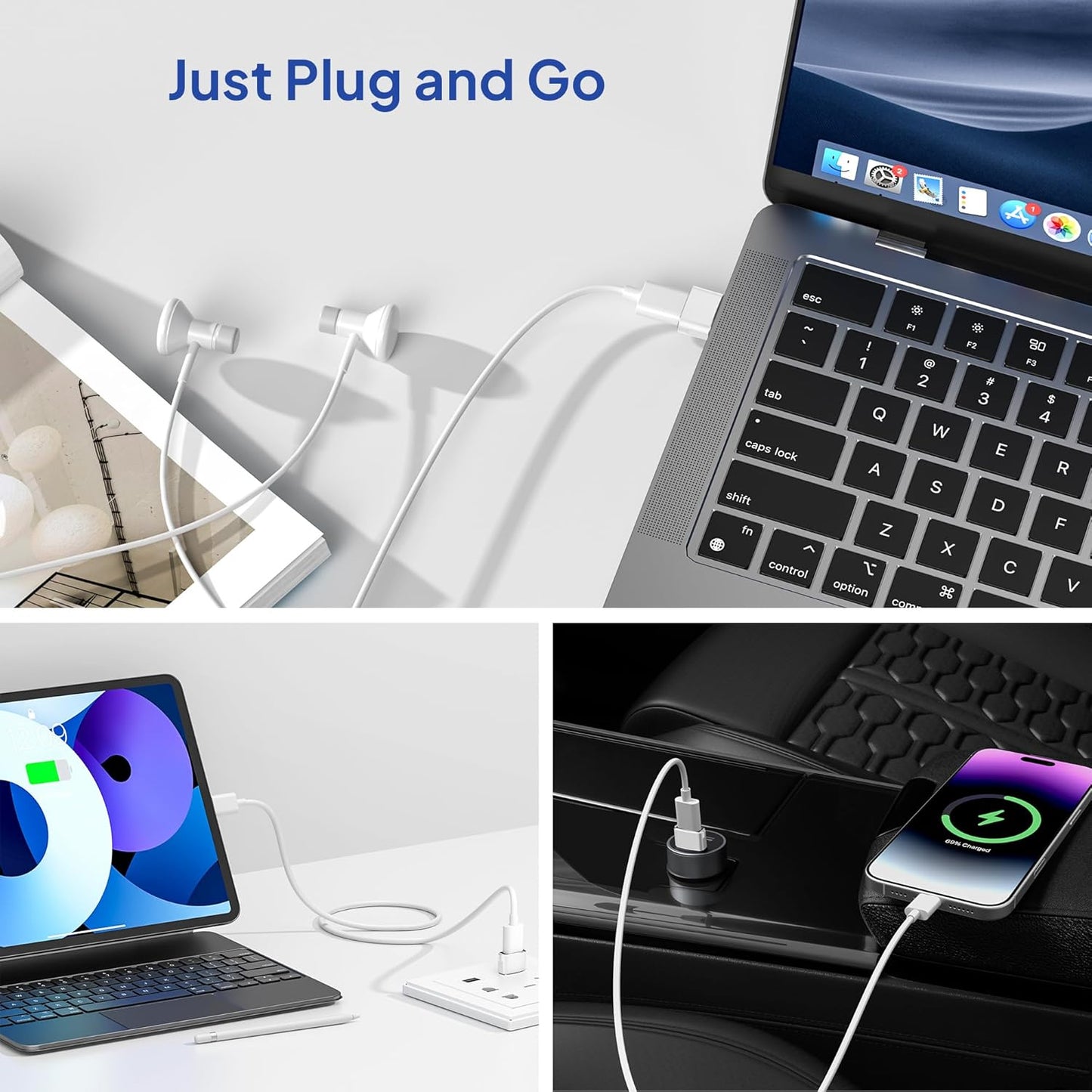 Elebase for iPhone 17 Air Pro Max Adapter,USB to USB C Adaptor 4 Pack,Type C Female to USB A Male Charger Connector for Apple 16 15 14 13,iWatch 11 10,iPad 8 8th 9 9th 10th Air 4th 5 Mini 6 Generation