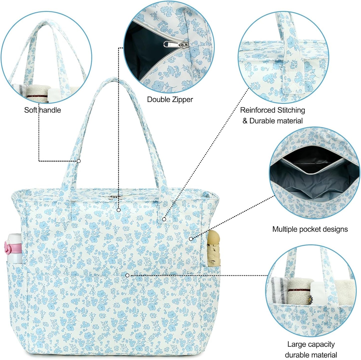 Bluboon Waterproof Beach Tote Pool Bags for Women Ladies Extra Large Carry On Bag With Wet Compartment for Weekender Travel