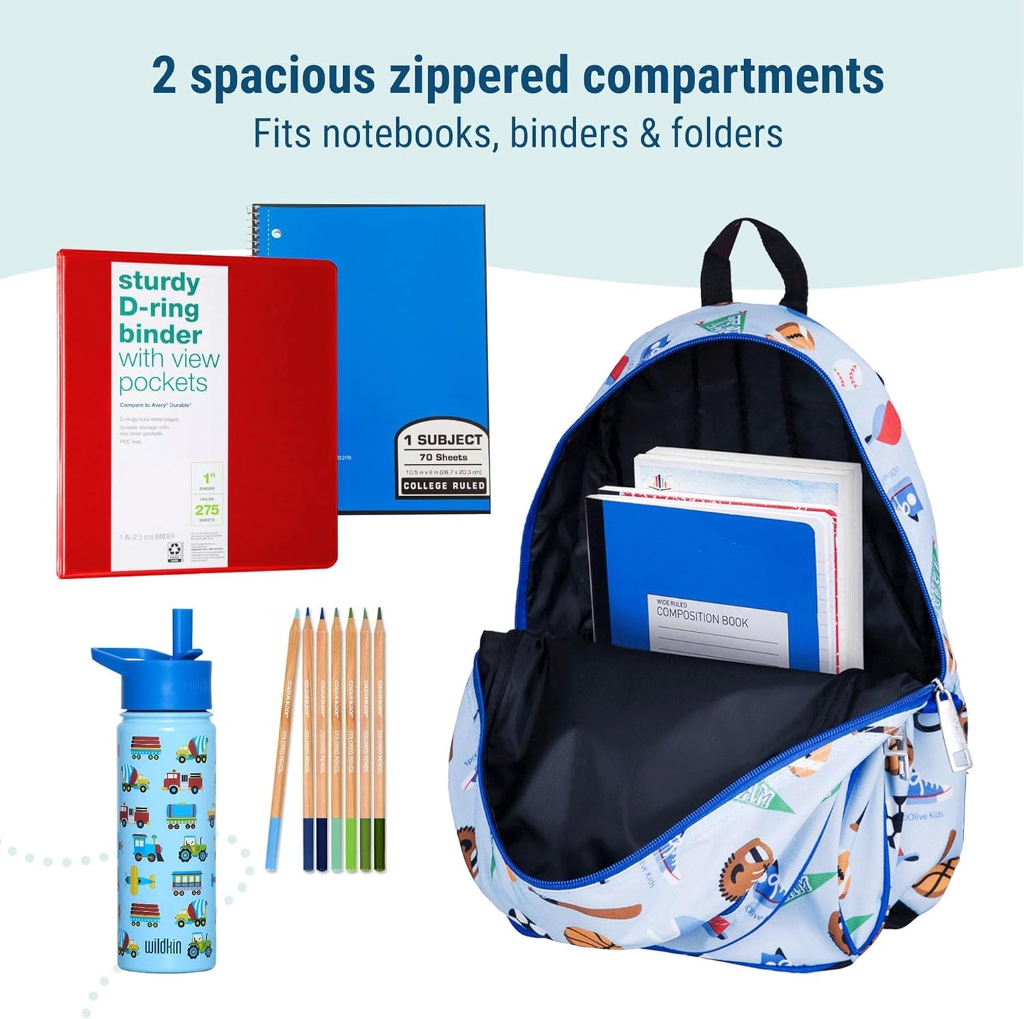 Wildkin 15-inch Kids Backpack – Durable, Padded, Adjustable for School & Travel - Game On