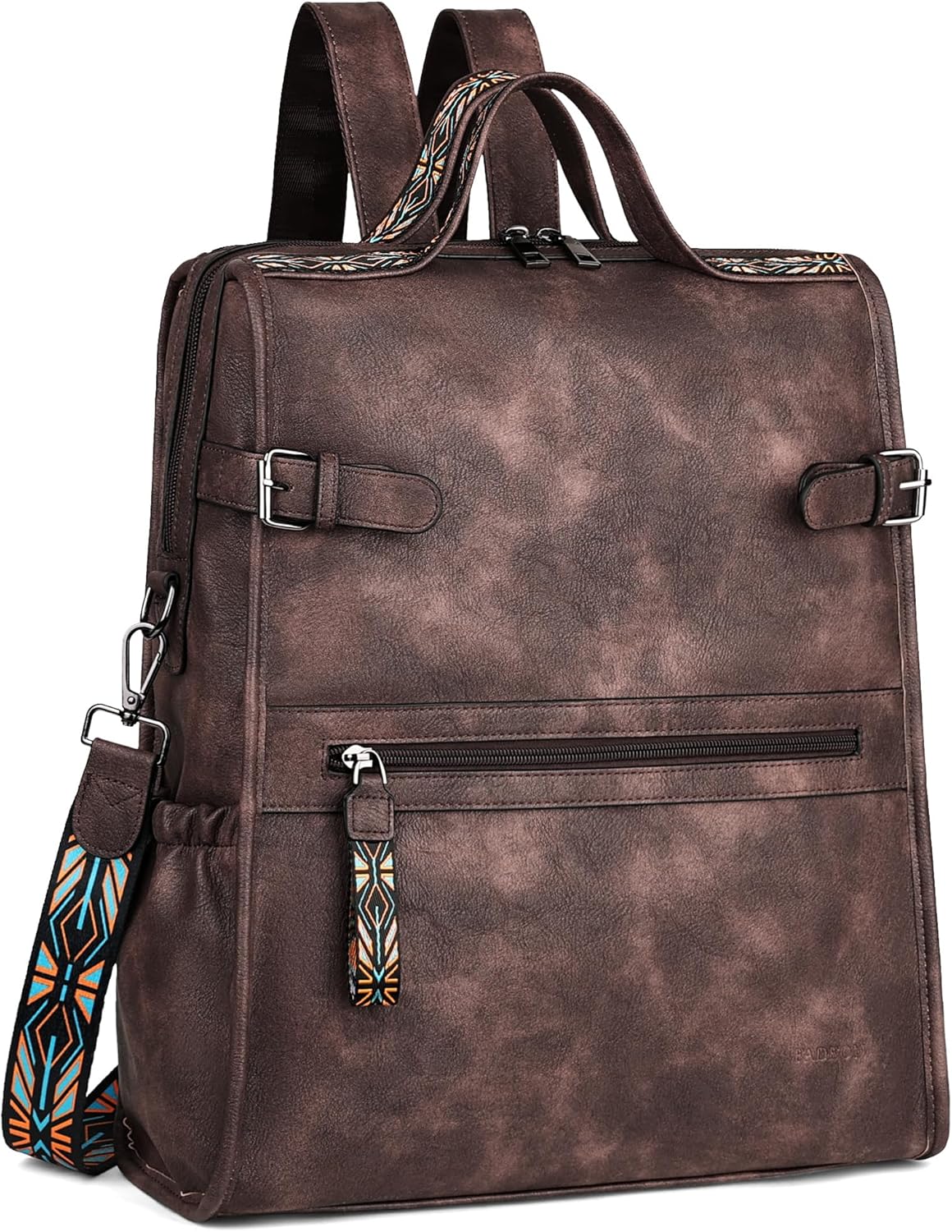 FADEON Leather Laptop Backpack for Women, Designer Ladies Work Travel Computer Backpack with Laptop Compartment Coffee Brown