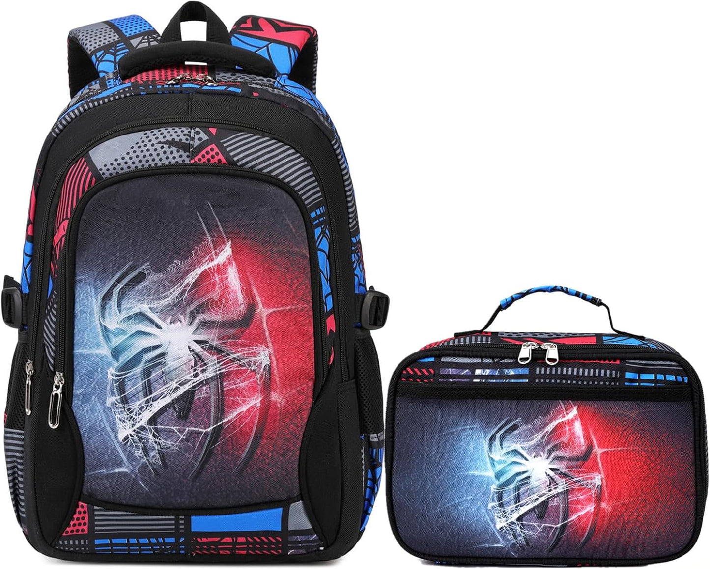 Camo Backpack for Kids, Lightweight Camo Backpack Elementary Middle School Backpack Water Repellent Bookbag (Black 2 in 1)