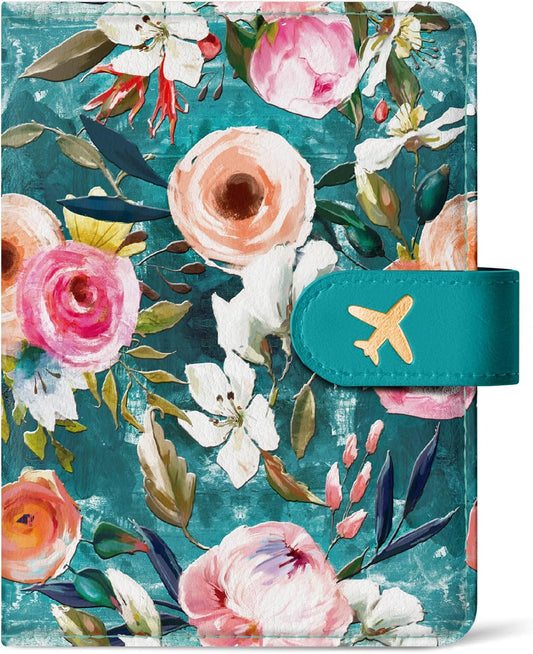 Passport Holder for Travel Essentials, RFID Blocking Leather Cover Wallet with Magnetic Closure, Aesthetic & Cute Passport Book Case for Women and Men - Oil