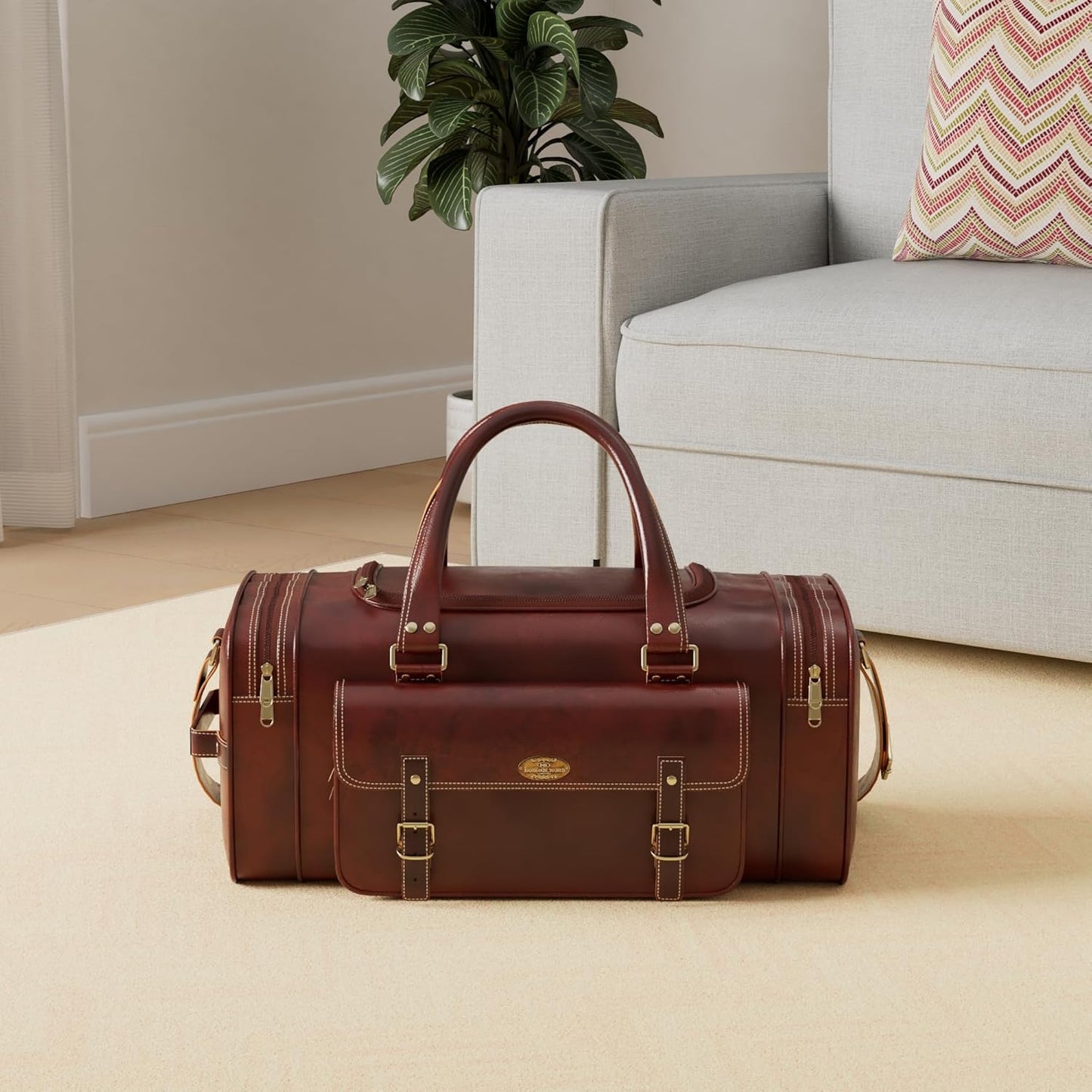 Men’s Gym Sports Overnight Weekender Bag Leather Travel Bags For Men Vintage Leather Duffle Bag