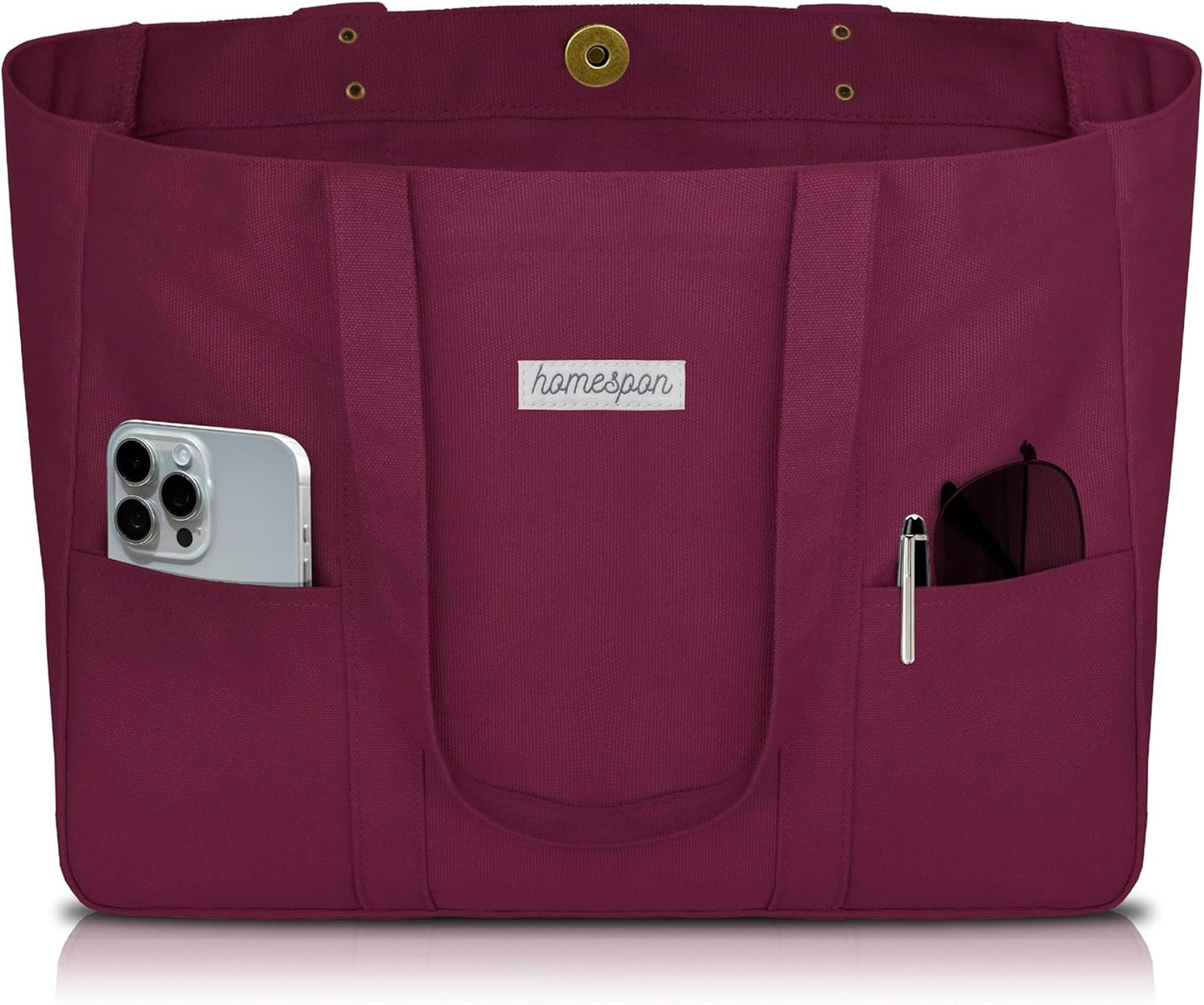 HOMESPON Large Canvas Tote Bag for Women Everything Bag with Pockets and Laptop Sleeve
