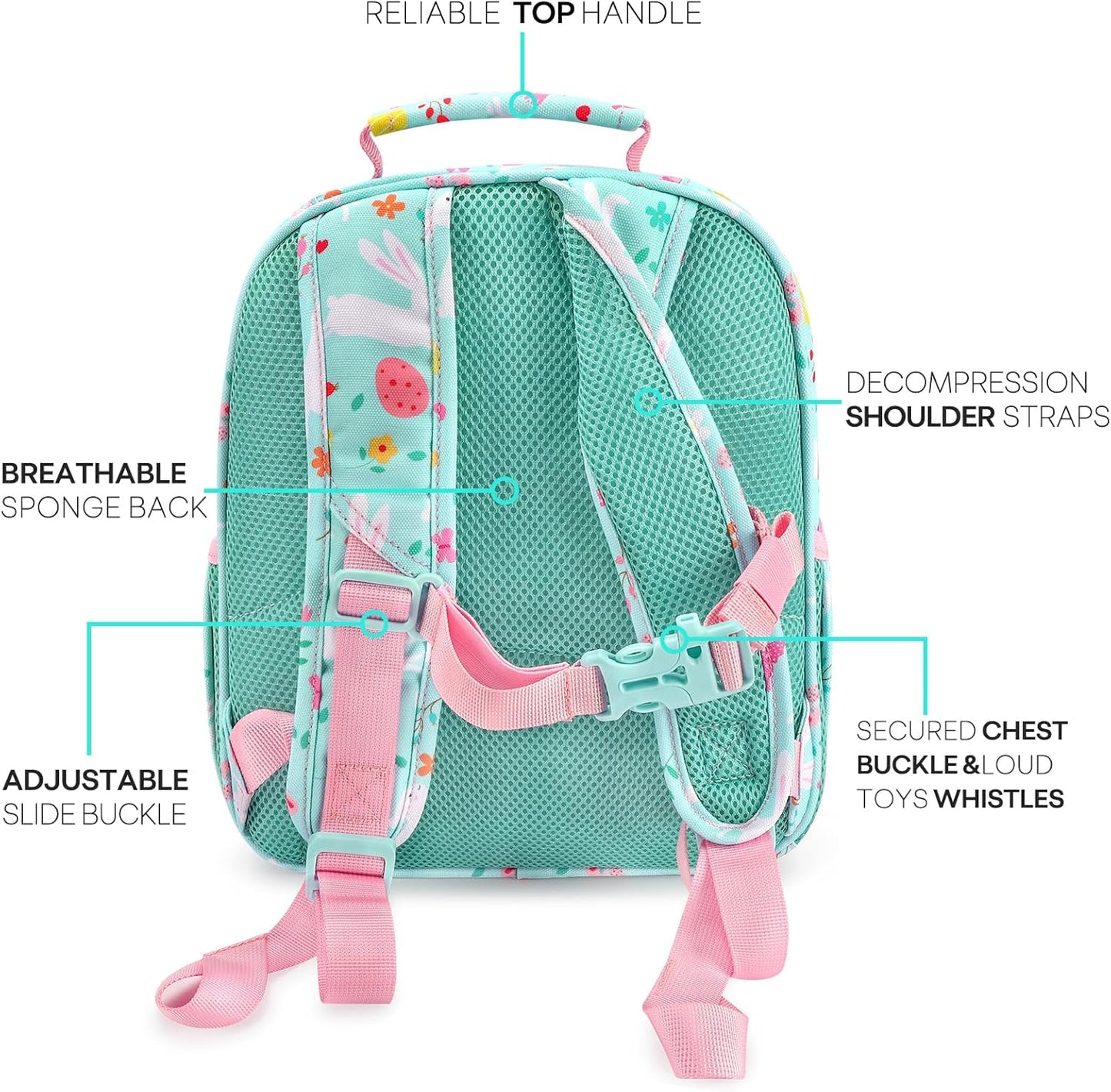 mibasies Girls Backpack 5-8: Lightweight Kids Backpacks for Girls - Girl Bookbag for Elementary School - Rabbit