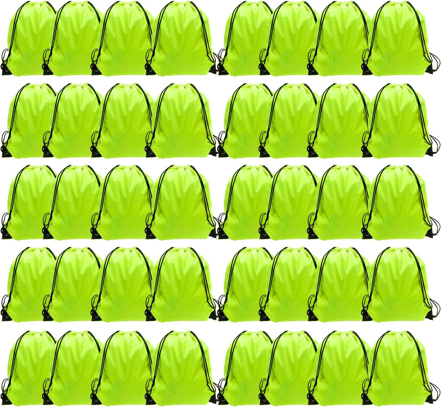 GoodtoU Drawstring Bags, Drawstring Backpack Bulk Nylon Backpack Cinch Sack Gym Bag for Sport, Traveling, Team (40Pcs, Fluorescent Green)