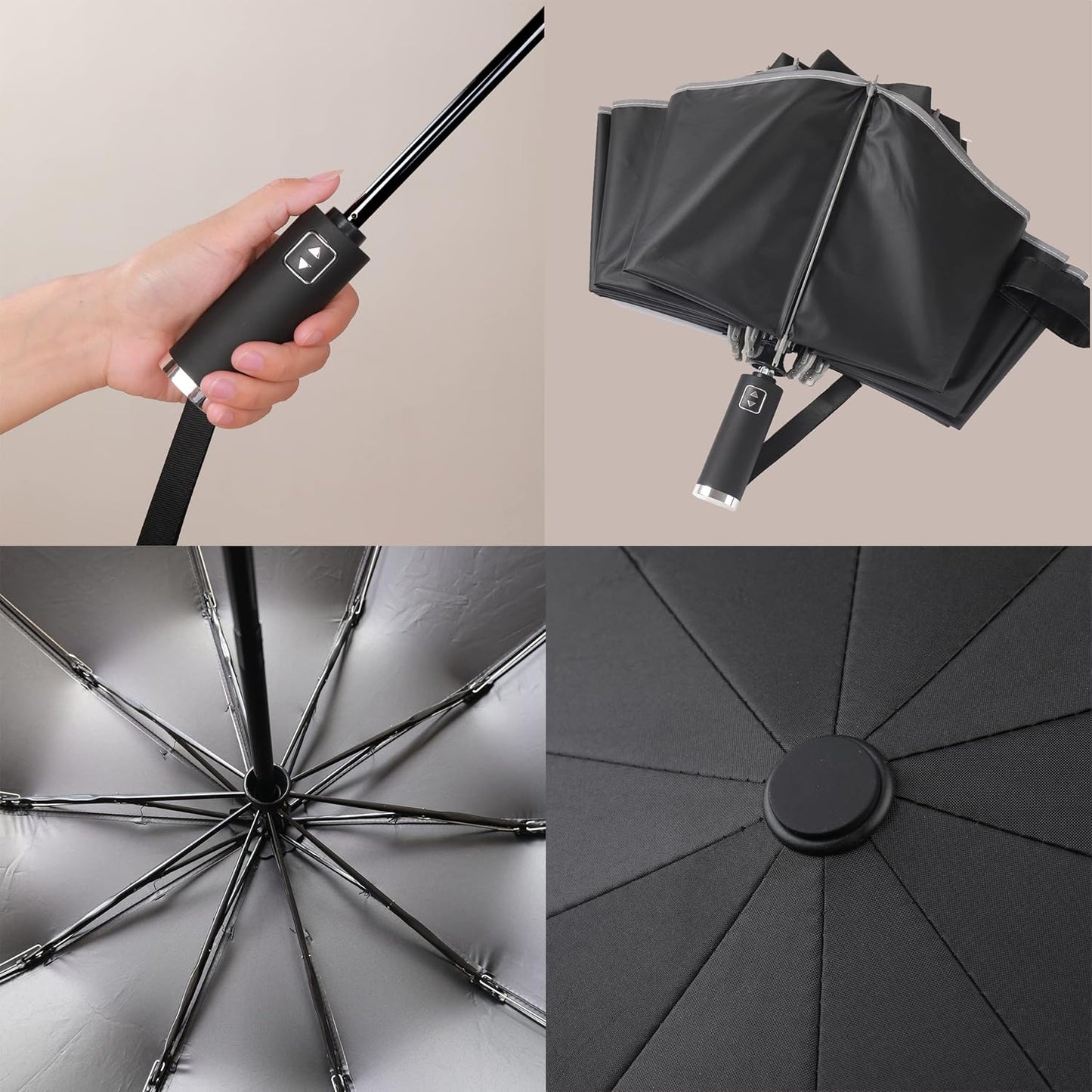 BAODINI Inverted UV Umbrella for Rain and Sun Medium Size UPF 50+ Rverse Compact Umbrella Auto Open Close