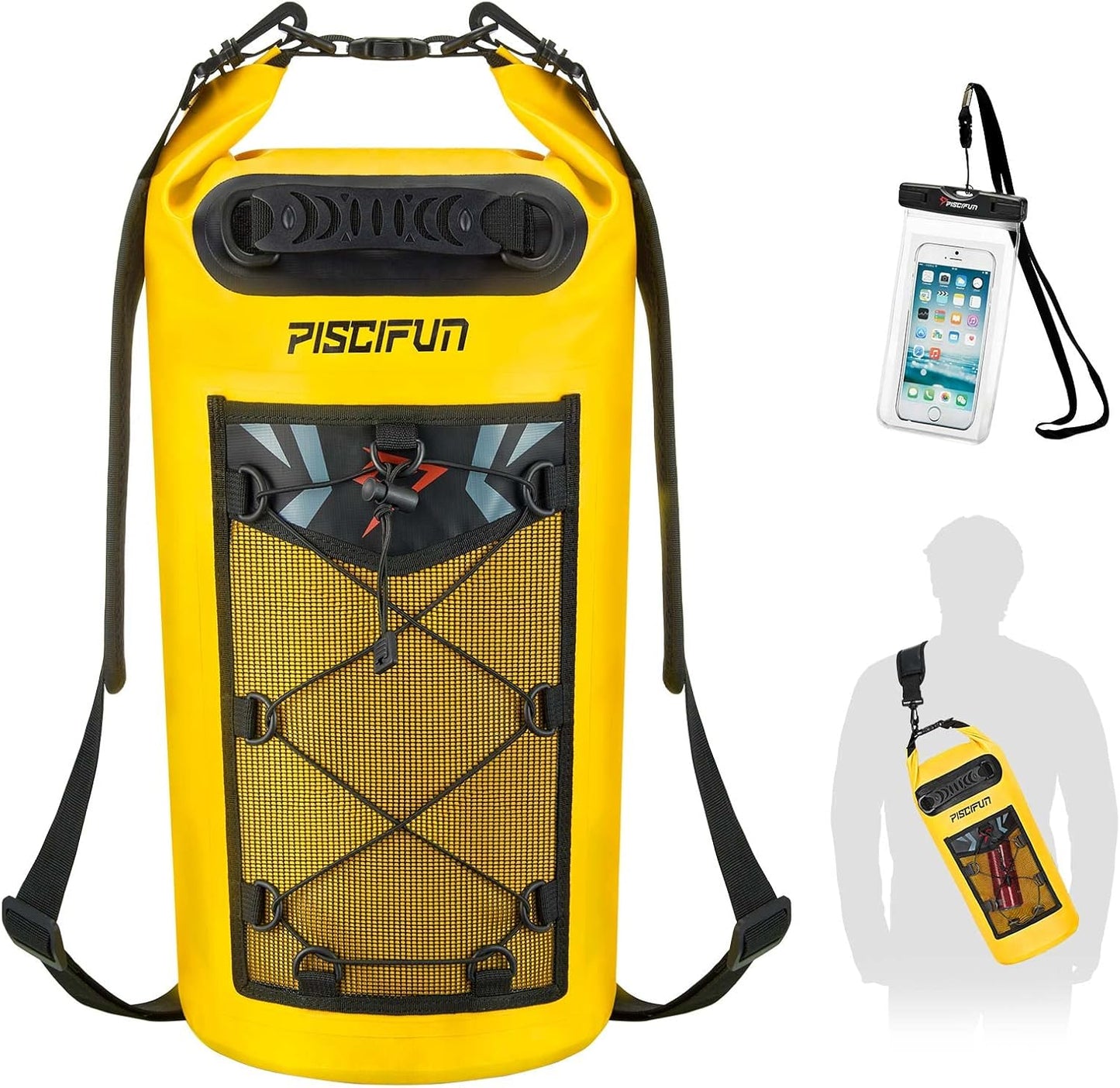 Piscifun Dry Bag, Waterproof Floating Backpack 10L/20L/30L/40L with Waterproof Phone Case for Boating, Kayaking, Fishing