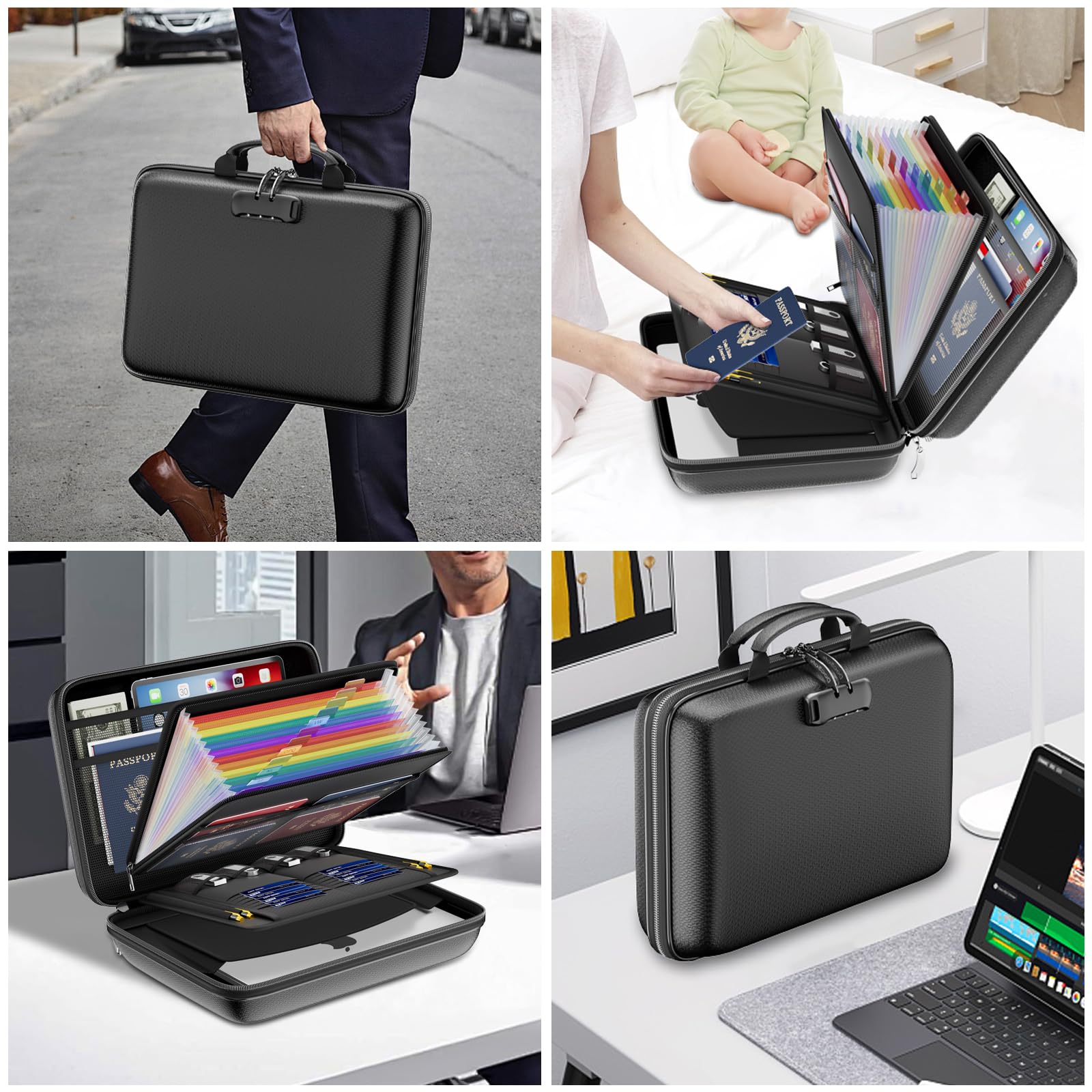 DocSafe Fireproof File Organizer with Lock, Hard-Shell Case Fireproof Document Box with 13 Pocket