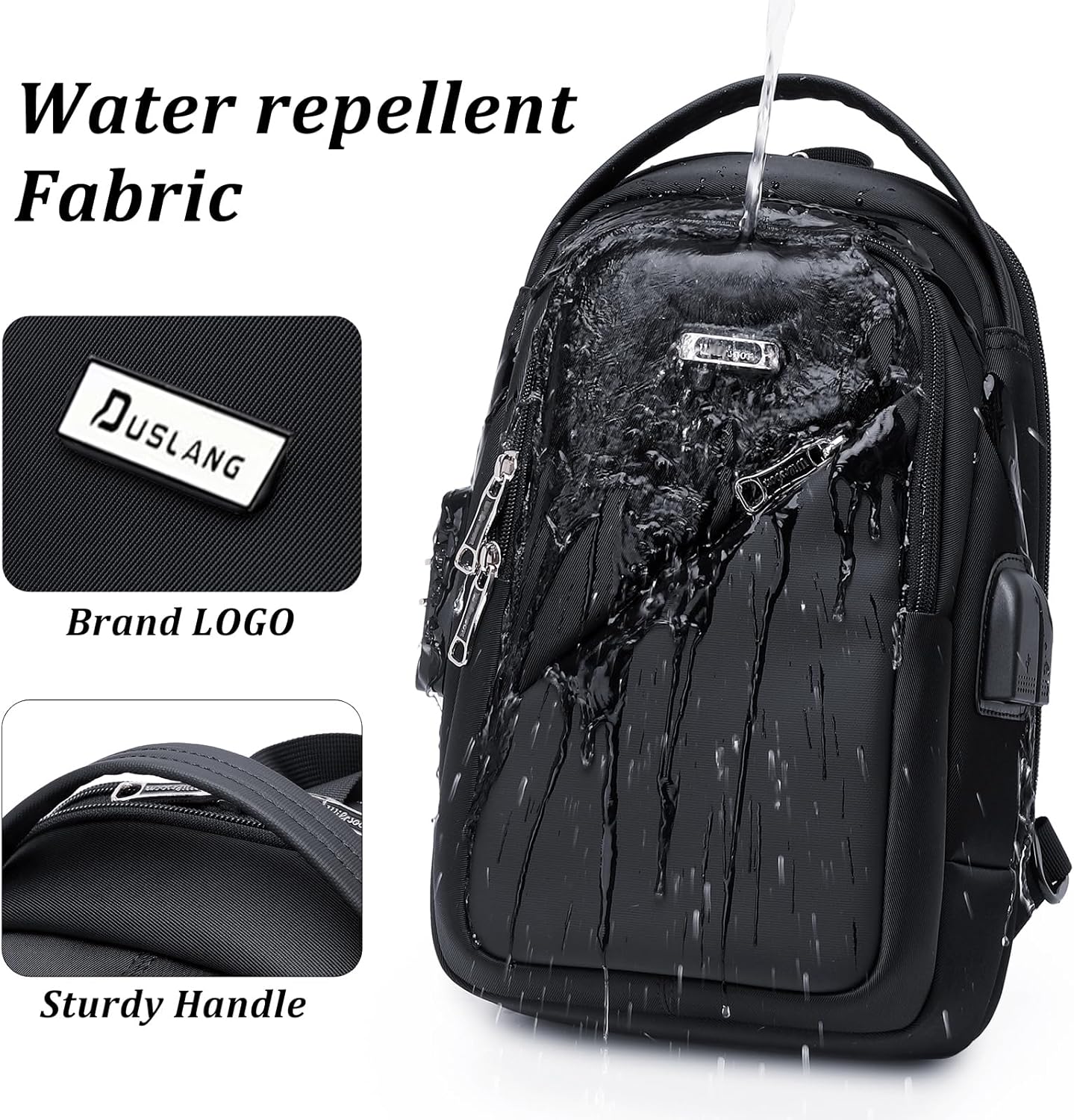 Hiking Daypack Shoulder Backpack Crossbody Hiking Purse for Men, Chest Bags with USB Charger Port For Casual Camping Biking Travel Cycling