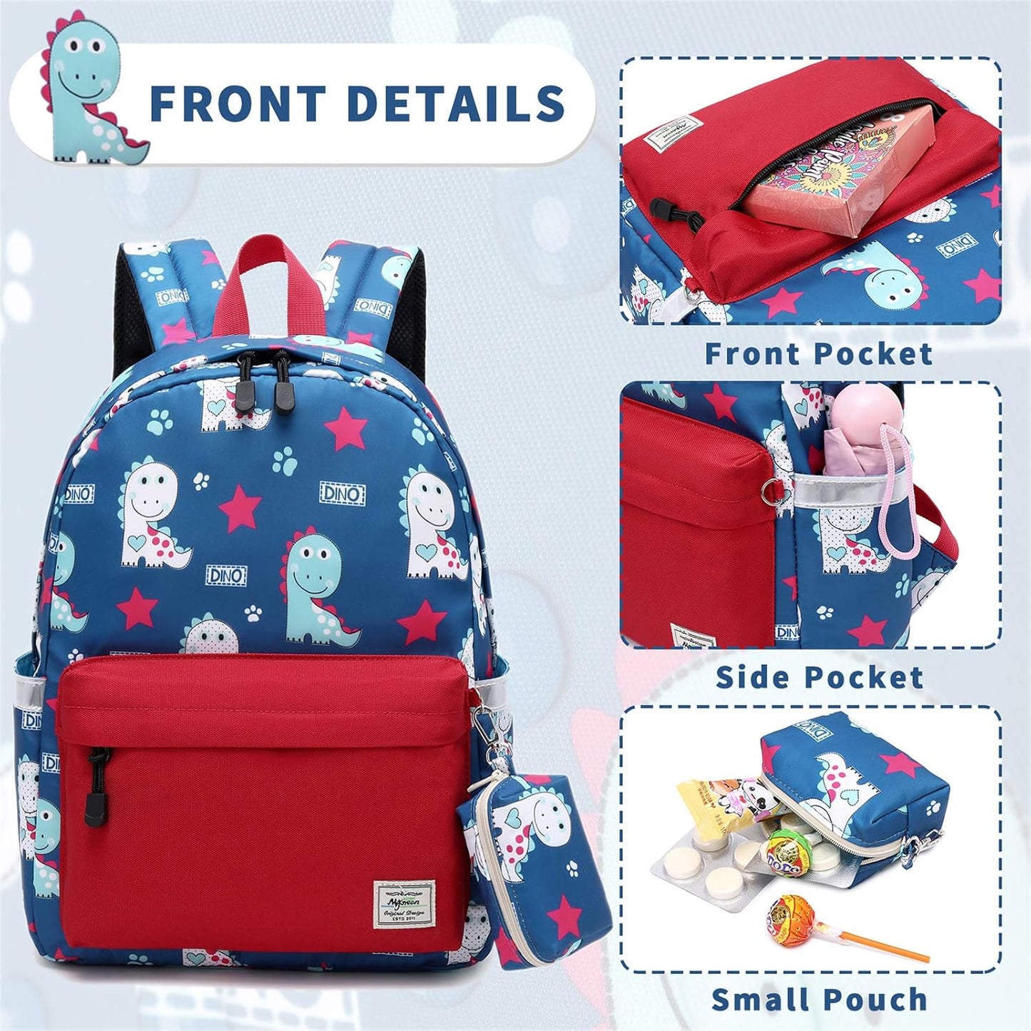 mygreen Toddler Backpack, Kids Backpack for Boys and Girls with Chest Strap
