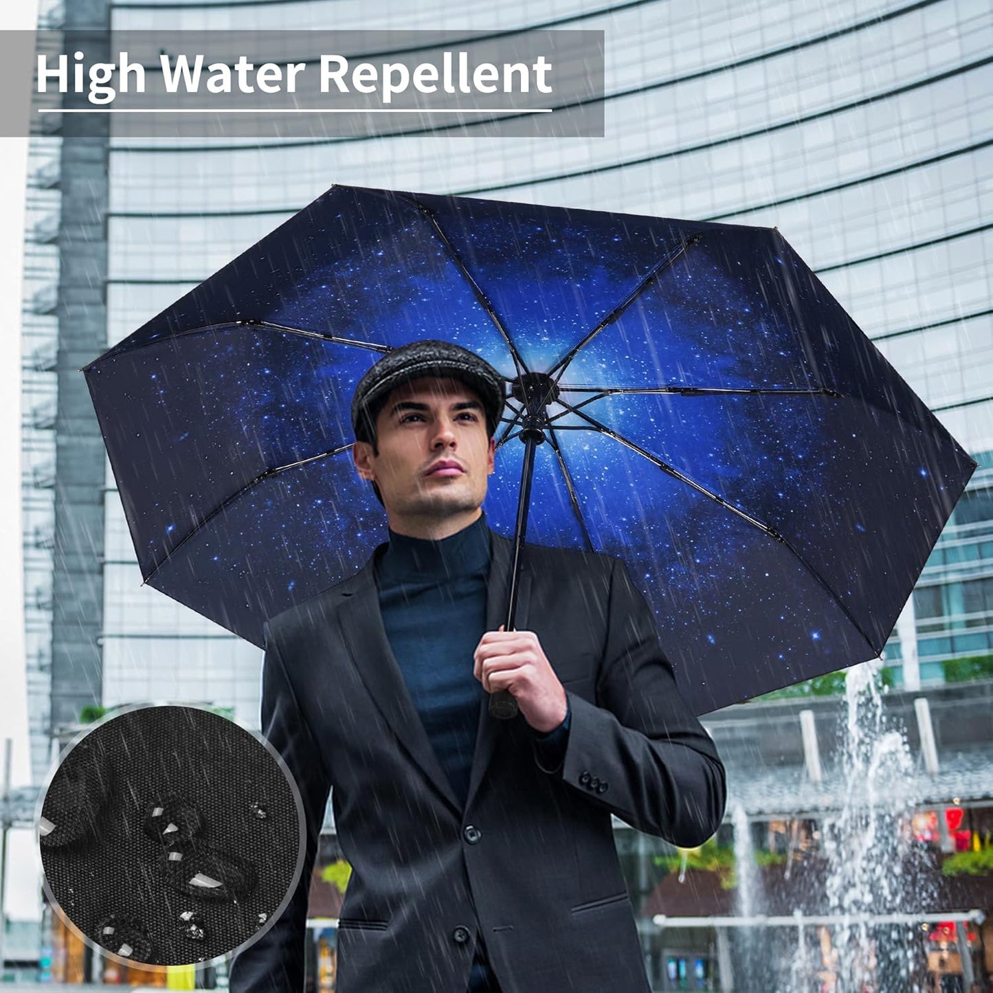 Seniny Windproof Travel Umbrella, Automatic Umbrellas for Rain, Portable & Compact Umbrellas for Backpack, Strong UV for Protection, Folding Small Sun Umbrella for Car, Walking