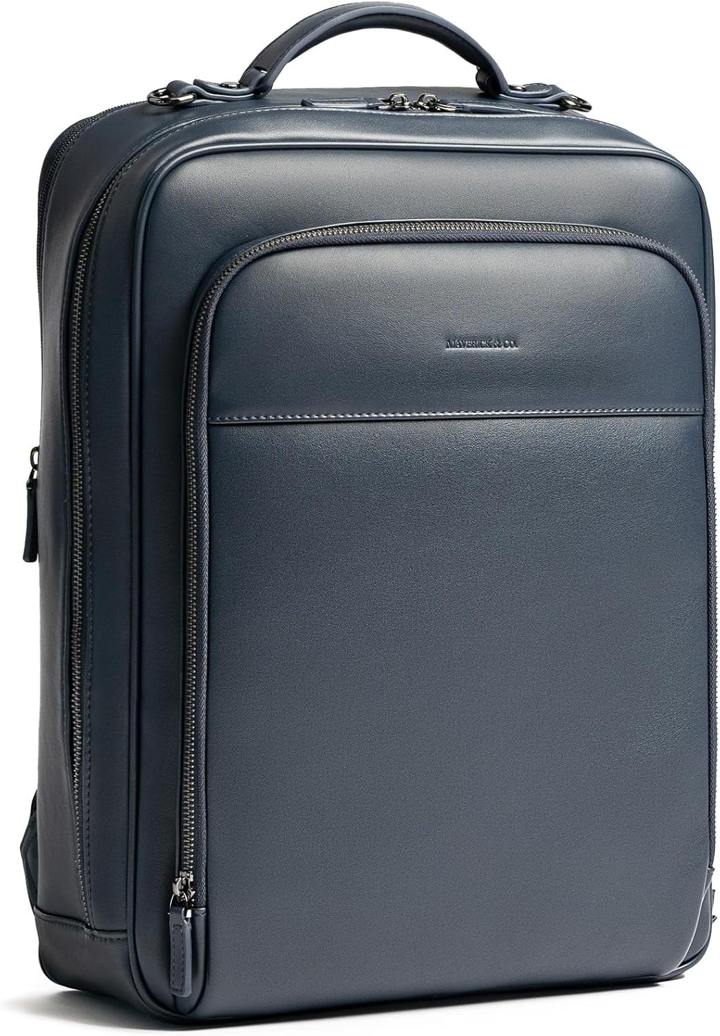 Maverick & Co. Windsor Men’s Leather Laptop Backpack – Work, Travel, Tech, Business, Nylon, Stylish College Daypack (Navy)