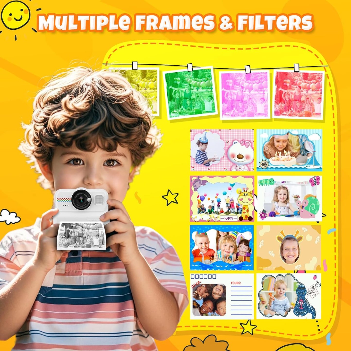 Kids Instant Print Camera, 1080P HD with 3 Rolls Print Paper & 32GB Card, Ideal Kids Toys Gifts for Boys & Girls Age 3-14 (Black)