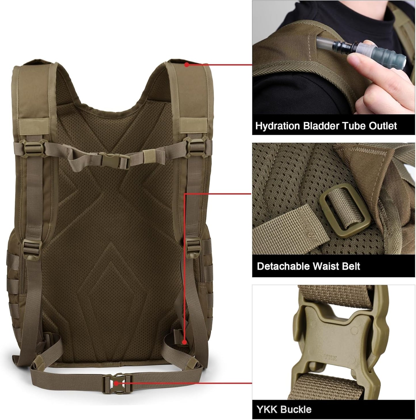Mardingtop 25L Tactical Backpacks Molle Hiking daypacks for Camping Hiking Military Traveling Motorcycle