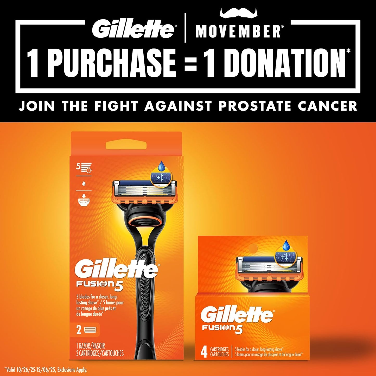 Gillette Fusion5 Razors for Men, 1 Razor, 4 Blade Refills, Lubrastrip for a More Comfortable Shave