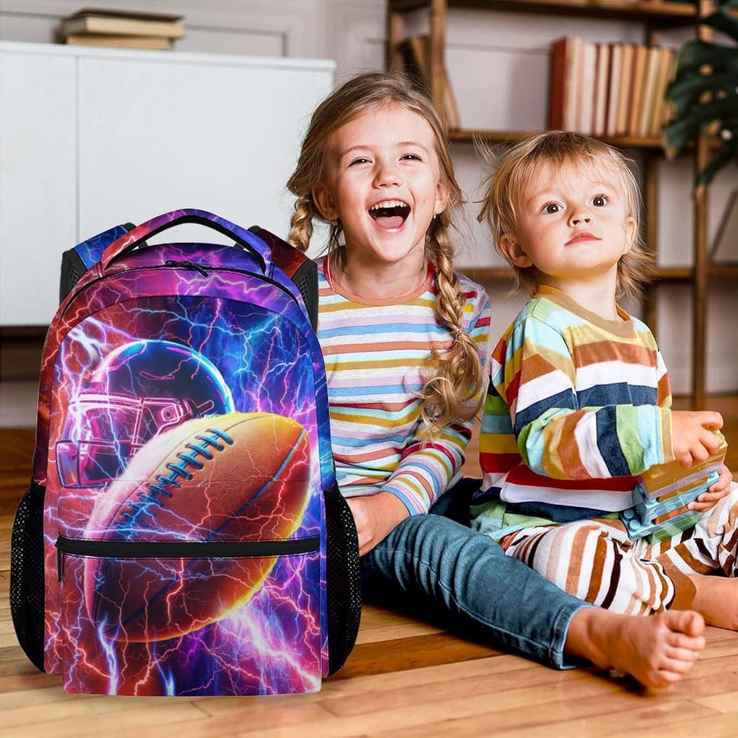 Kids Backpack for School - 17 Inch Cool Football Backpacks for Football Players - Lightweight Boys Bookbag for Middle School, Elementary