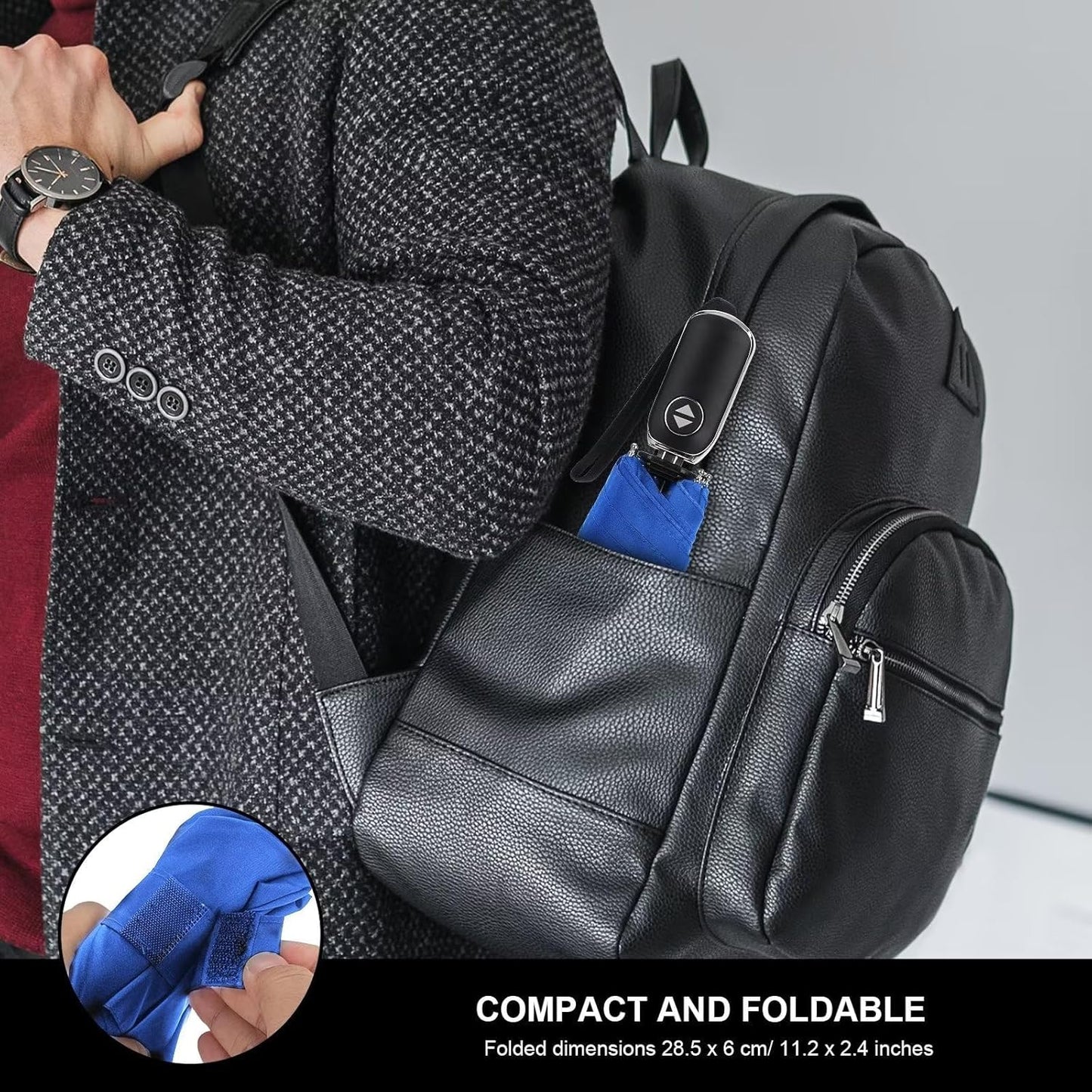 LEAGERA Compact Travel Umbrella for Purse - Flat Handle, Waterproof for Light Rain