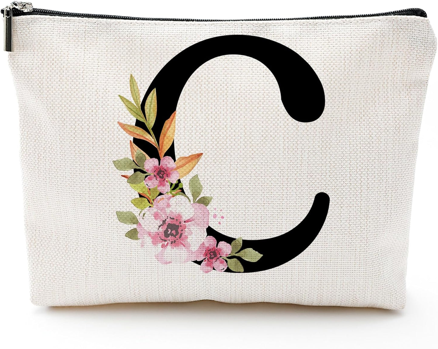 Personalized Letter C Makeup Bag for Women, Birthday Gifts for Mom, Small Zipper Pouch for Purse, Christmas Bridesmaid Friendship Gifts for Sister Daughter, Girls Weekend Gifts for Women-A03
