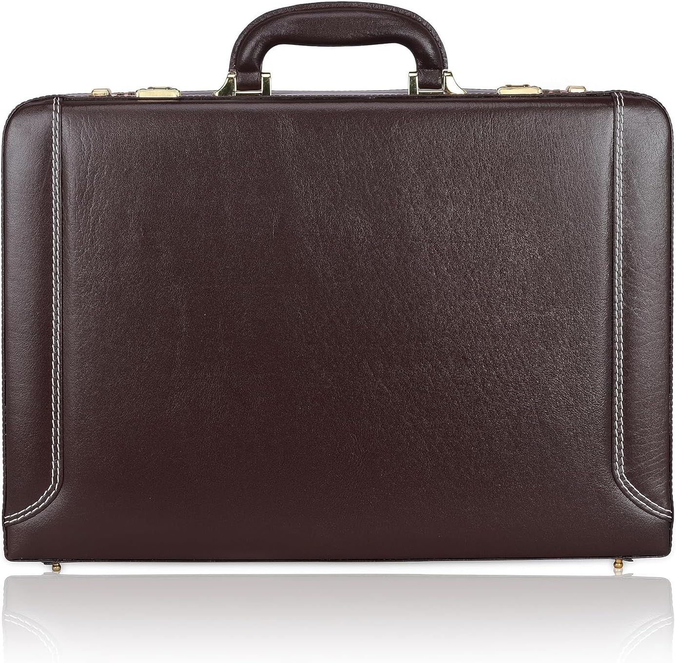 Full Grain Leather Briefcase Attache Case For Unisex Size L18 x W5 x H12 Inches Expandable Briefcase Bag