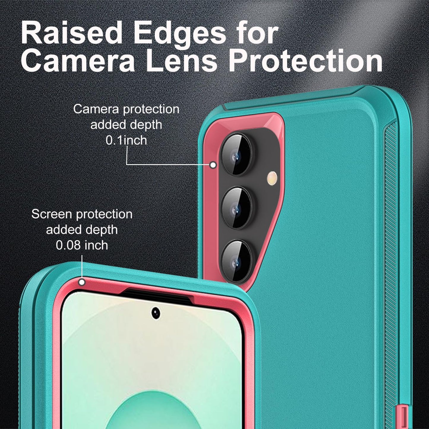 for Samsung Galaxy S25 Plus Case, Military Grade Heavy Duty Shockproof/Drop Proof/Dust Proof Case with 2Pcs Tempered Glass Screen Protector & 1PcsCamera Lens Protector (Aqua Blue/Pink)