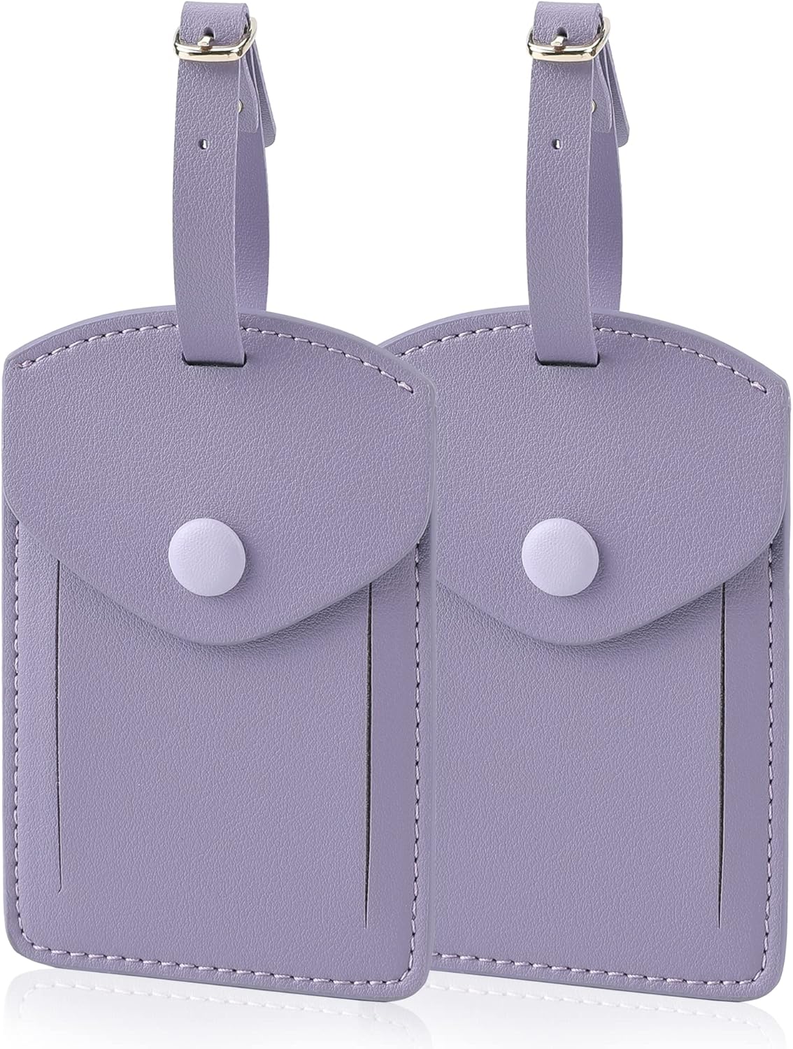 Kevancho Leather Luggage Tags for Men Women, Suitcase Labels Baggage Bag Tag ID Tags with Full Back Privacy Cover for Cruise Ships, Travel Accessories Tags Set of 2 PCS (Purple)