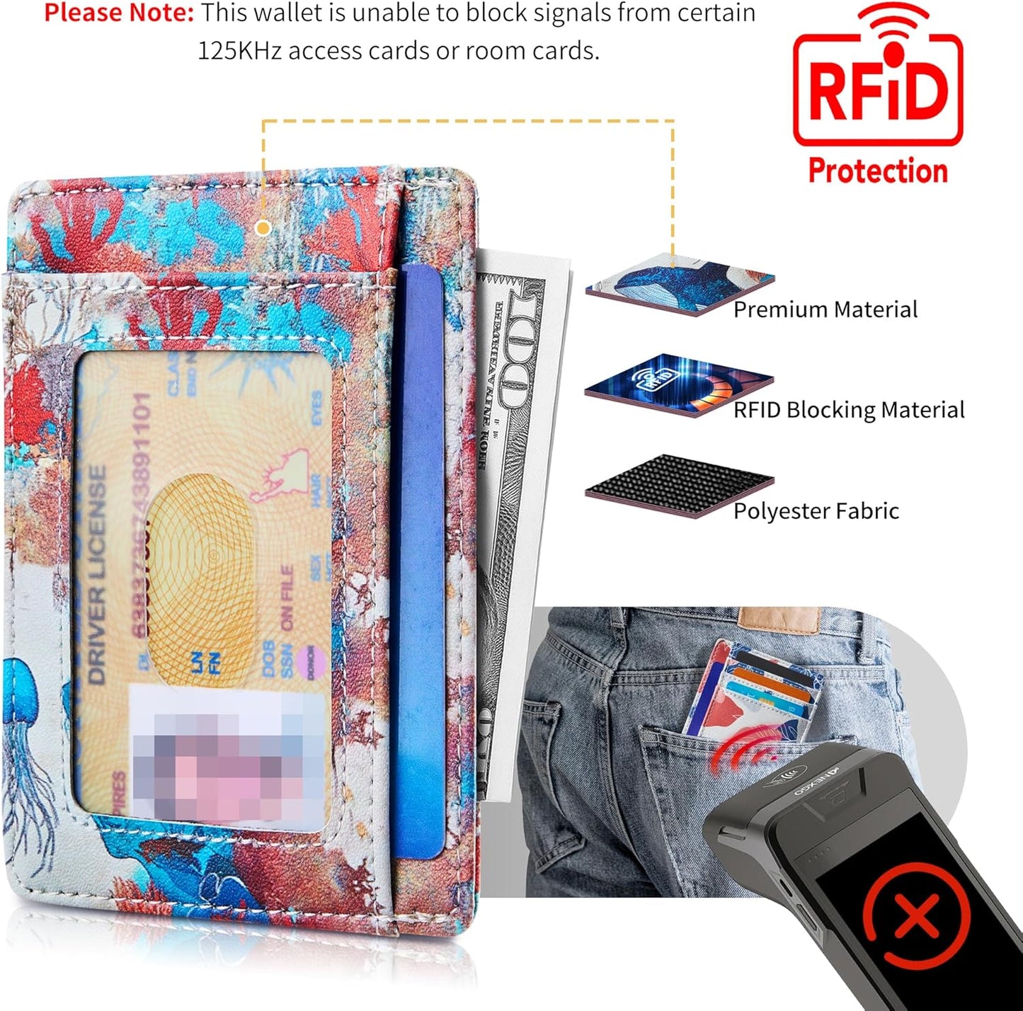 Travelambo Front Pocket Minimalist Leather Slim Wallet RFID Blocking Medium Size
