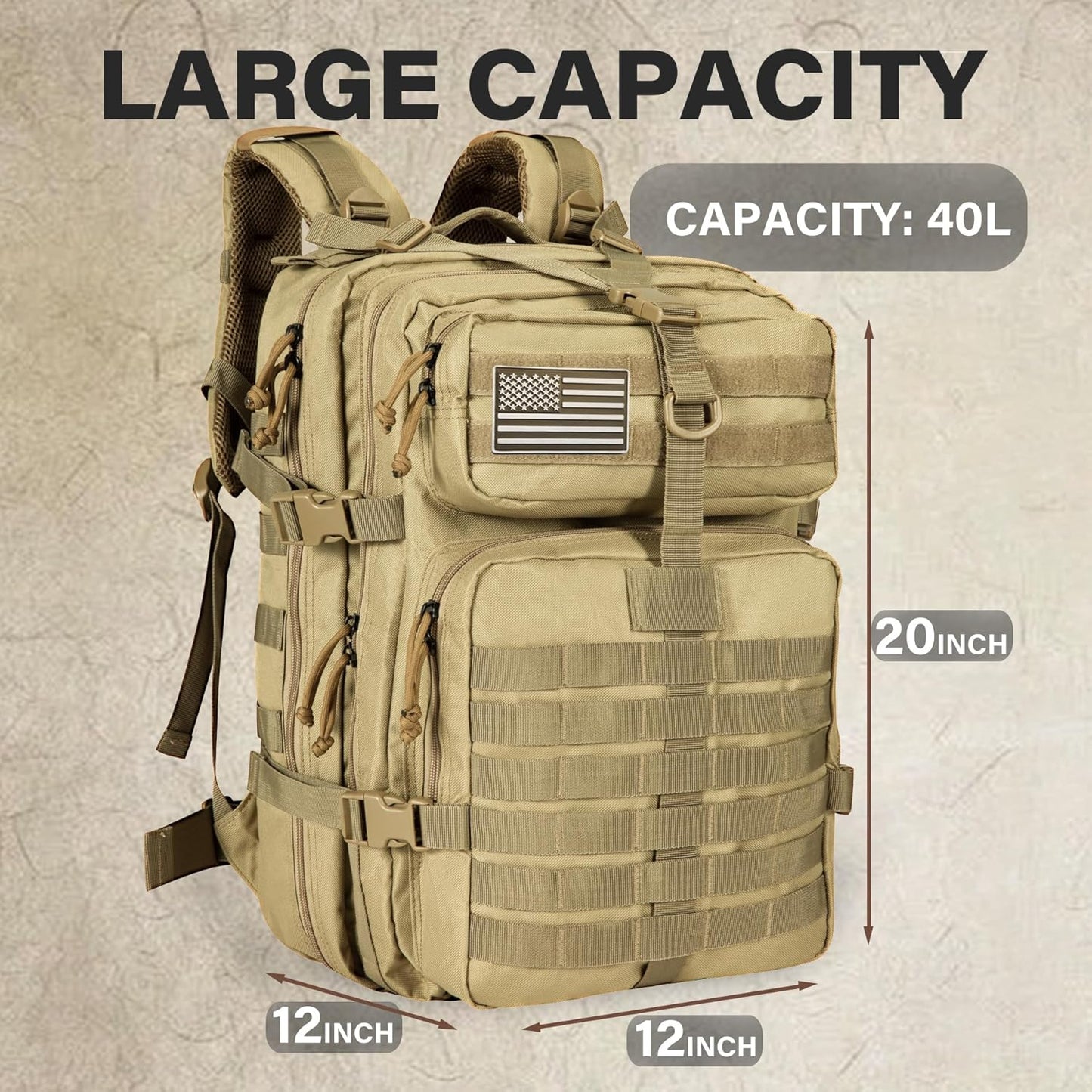 Himal Military Tactical Backpack - Large Army 3 Day Assault Pack Molle Bag Rucksack,40L