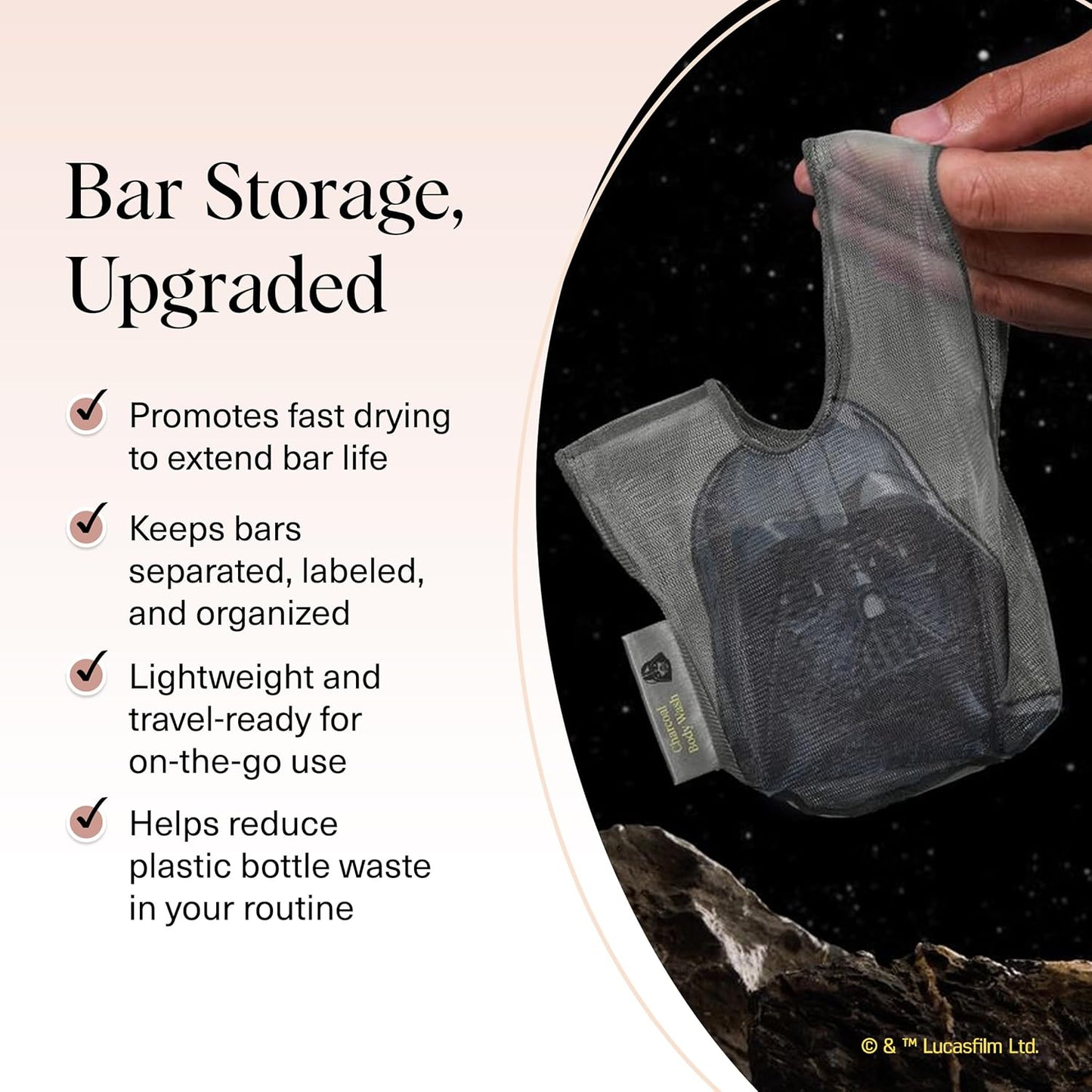 Kitsch x Star Wars Darth Vader Soap Saver Bag – Patented Mesh Bag Soap Holder for Body Wash Bar