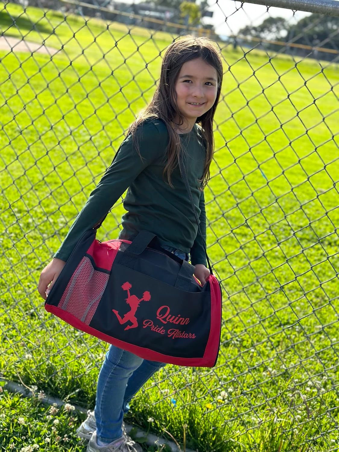 KishKesh Personalized Kids Sports Duffel Bag – Ideal for Martial Arts, Gym, Travel, Training & Workout for Female – Durable, Costumizable Name & Text – Blue, 18" x 10" x 8"
