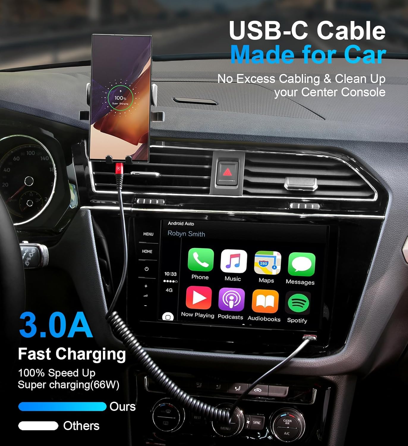 USB C Cable [3FT+6FT], 2Pack USB A to USB C 3A Fast Charging, Coiled Type C Charger Cord for Car USB-C Cable Compatible with iPhone 17/16/15/Plus/Pro/Samsung Galaxy A10e A20 A50 S20 Plus S10E-Red
