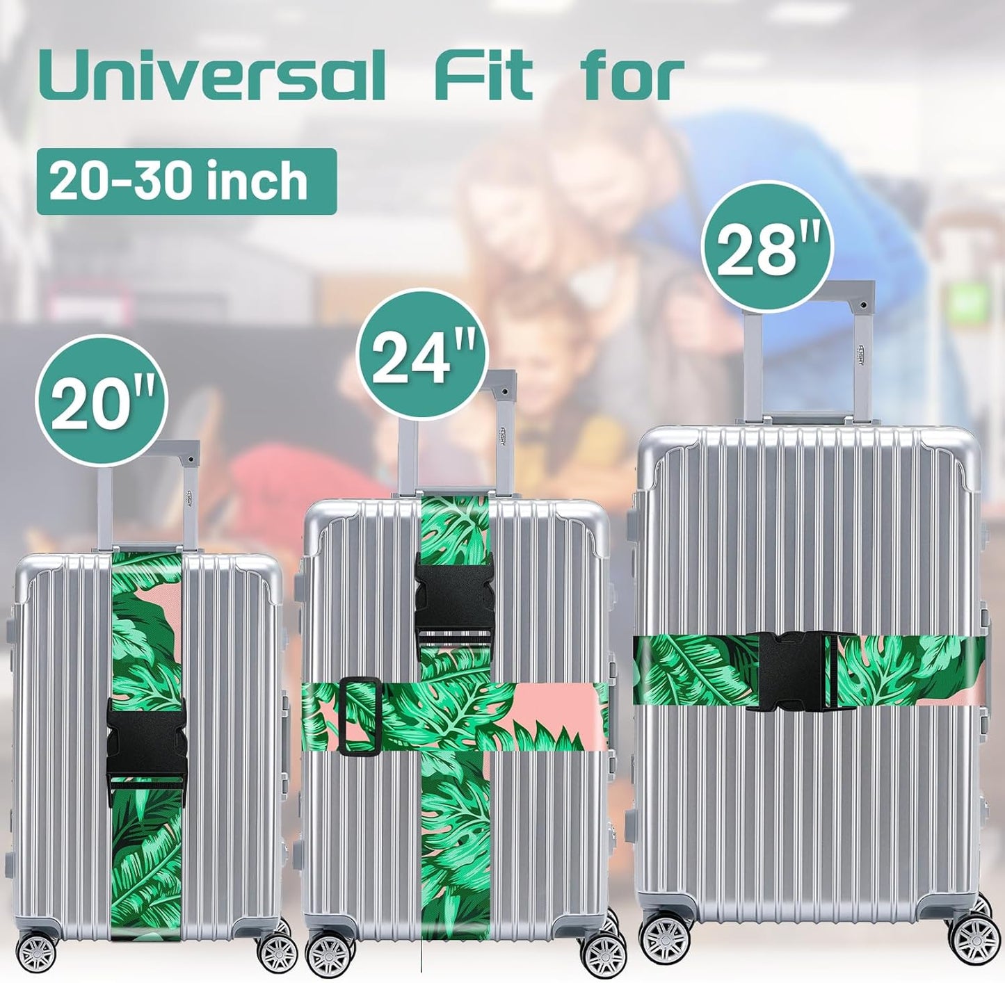 Slohif Luggage Straps for Suitcases Travel Belt Accessories Luggage Connector Identifiers Over Handle with Buckle Unique Nylon Adjustable Strap for Sleeping Bag Car Seat Boho Leaf(2 Pack)