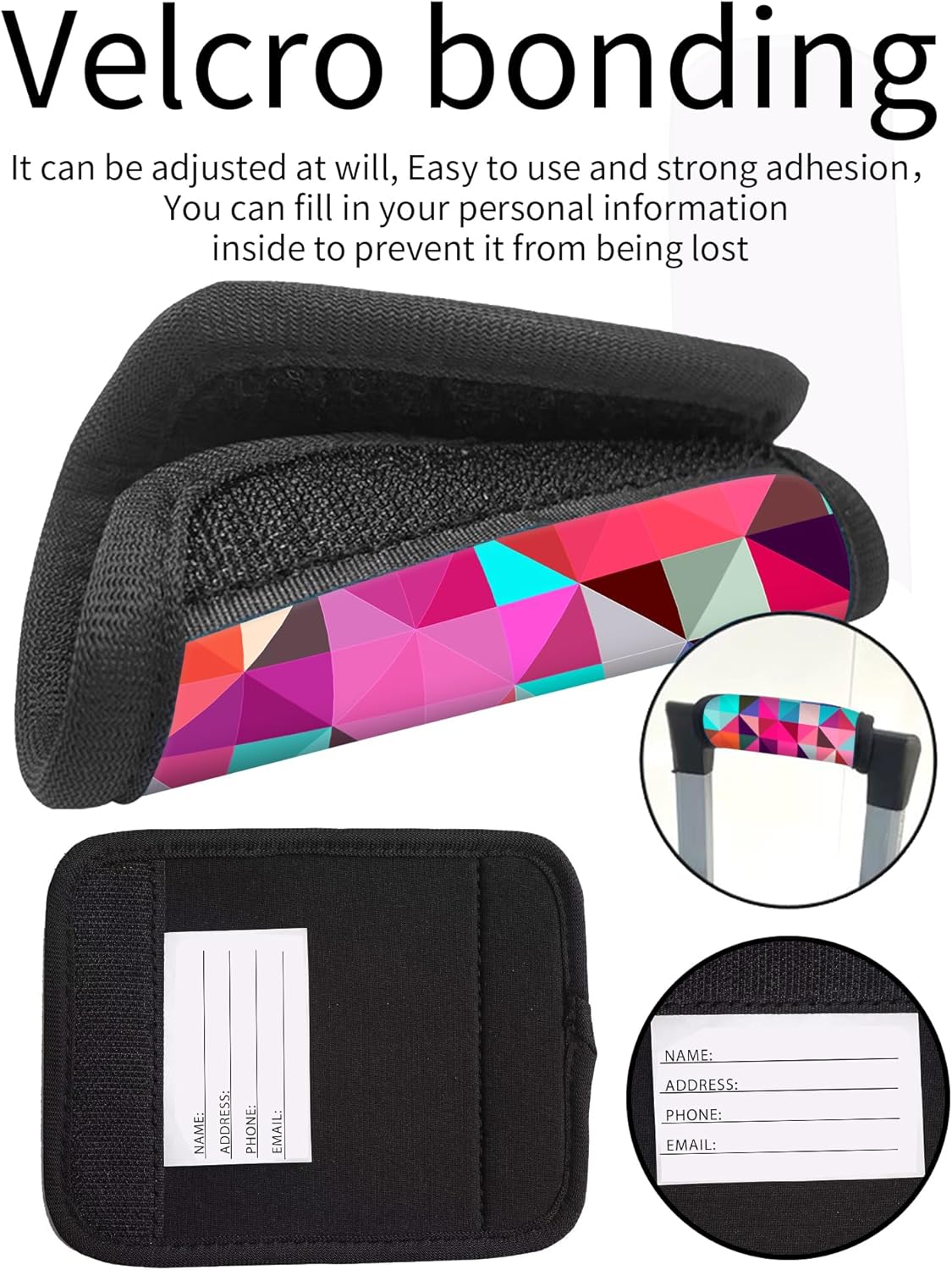 2 Pack Luggage Handle Wrap Travel Tags - Set of Luggage Tags for Suitcases, Identifiers, Marker, and Handle Covers - Cruise Accessories and Travel Gifts（Colorful Abstract