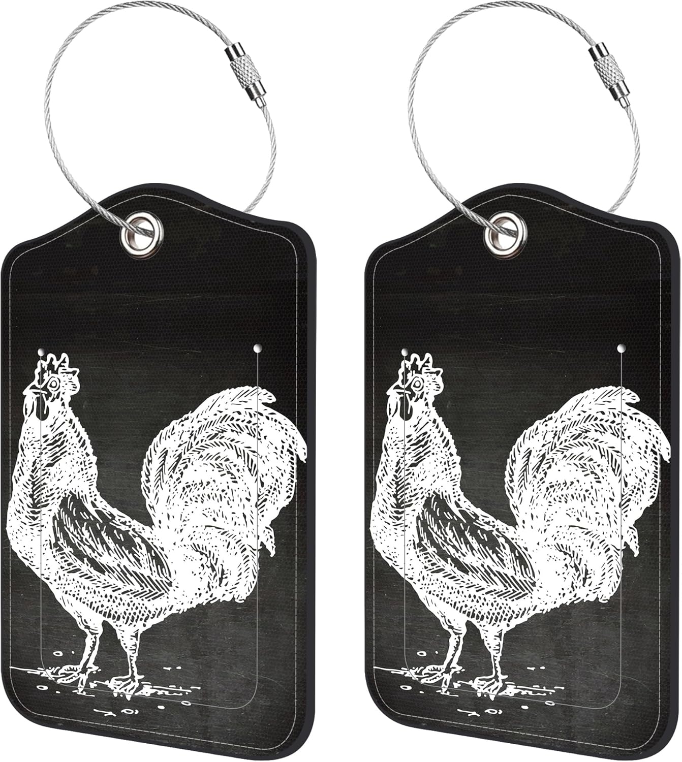 2 Pack Luggage Tags,Cock Symbol PU Leather Idea Baggage Tag with ID Labels Privacy Cover Metal Ring Men and Women Travel Bag Labels