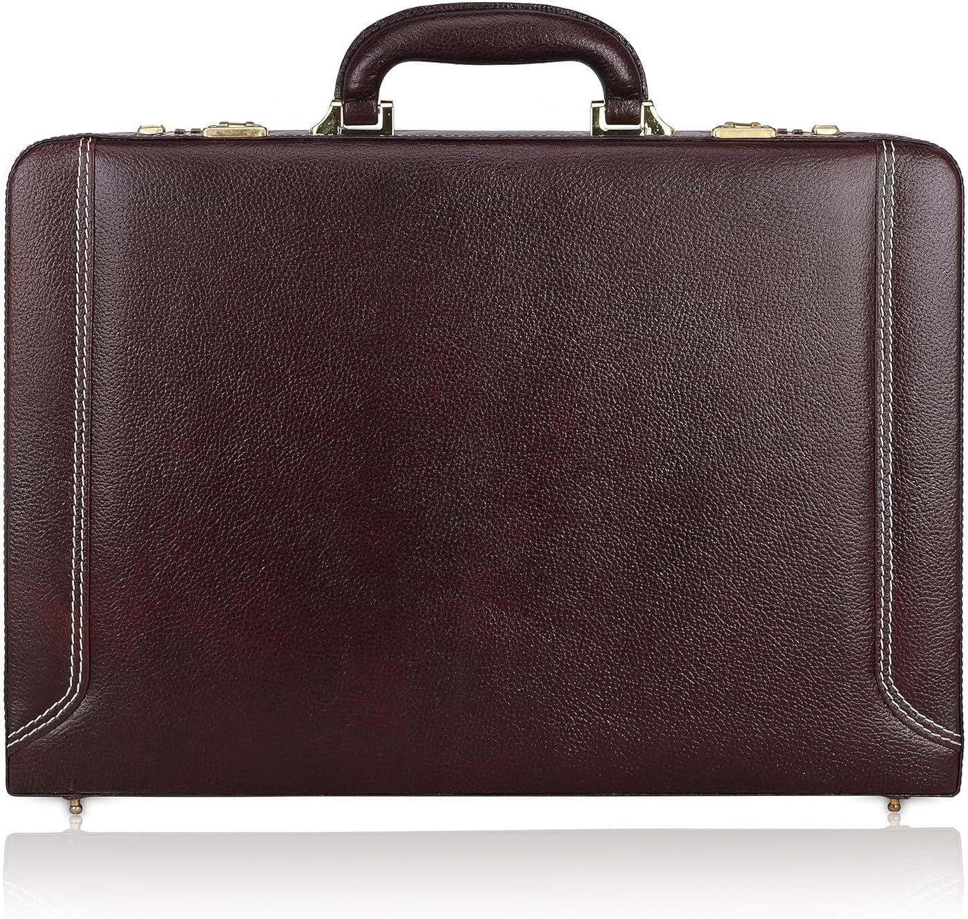Full Grain Leather Briefcase Attache Case For Unisex Size L18 x W5 x H12 Inches Expandable Briefcase Bag