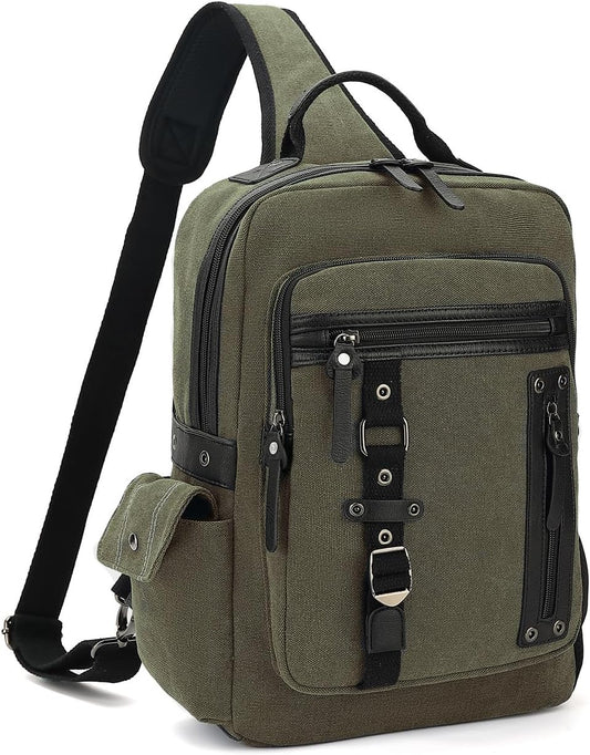 Vintage Messenger Bag, Canvas Backpack for Travel, Men's Shoulder Bag, Dual-use Bag for Hand Carry and Crossbody Carry