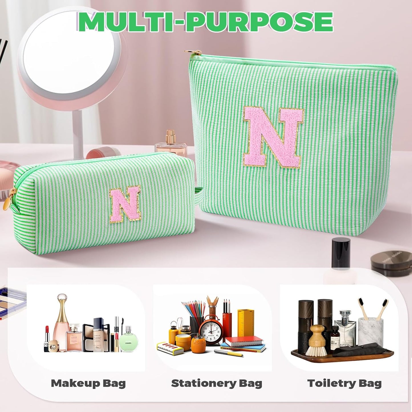 Personalized Makeup Bag for Women Girls - Fashion Cosmetic Bag Trendy Travel Toiletry Bag with