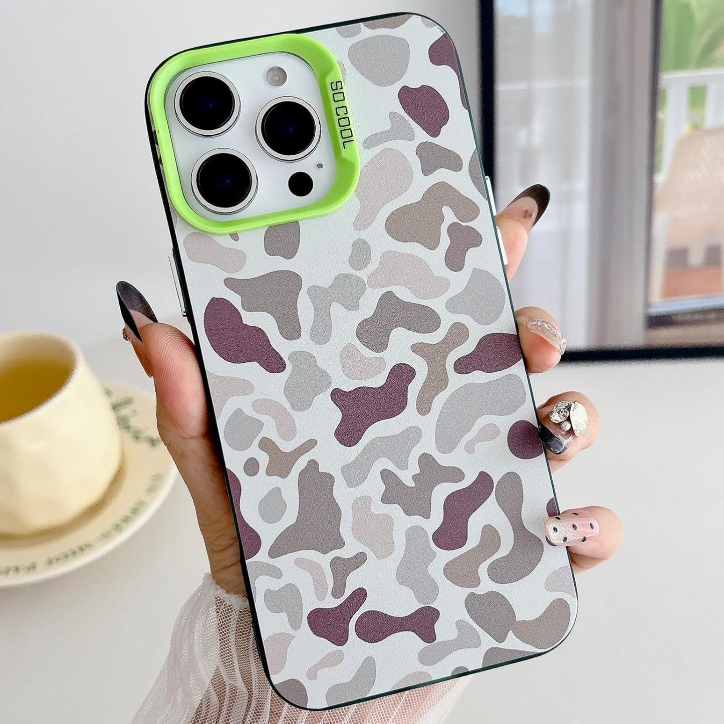for iPhone 15 Pro Max Case, Vintage Camo Pattern Design for Men Boys Teens, Cool Camouflage Shockproof Protective Cover for Girls Women - Green