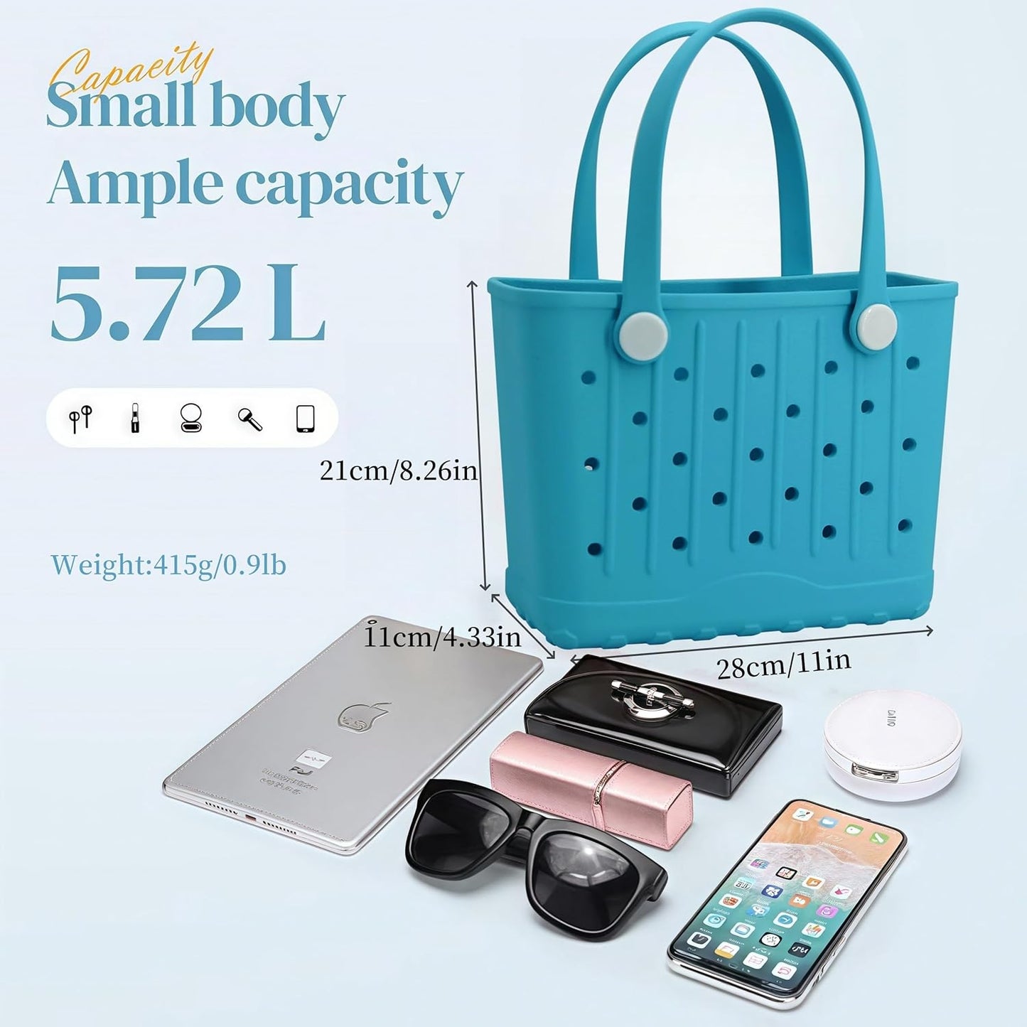 CXY Rubber Tote Bag Small Beach Bag Waterproof Beach Tote Washable Travel Handbag for Sport Boat