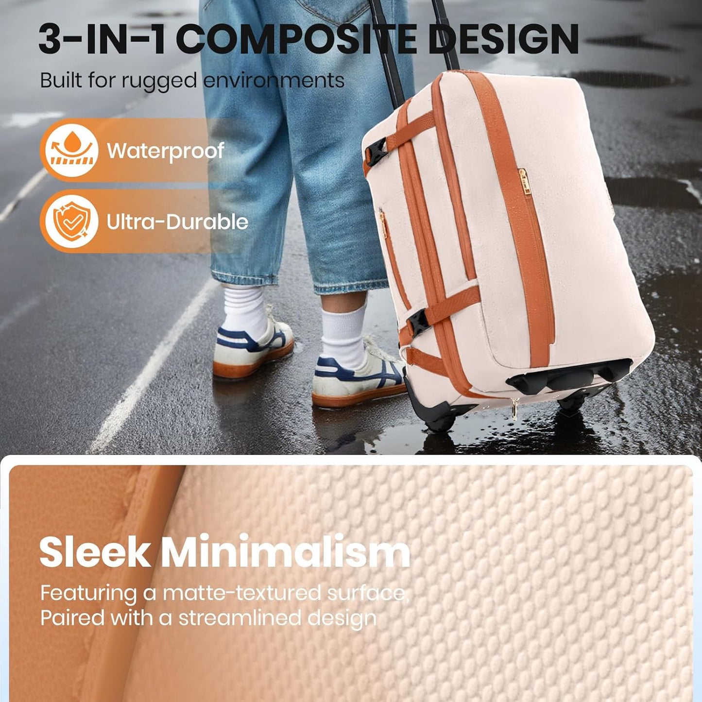Fanwoli Vacuum Rolling Travel Backpack, Carry On Luggage with TSA Lock & Anti Theft Zipper, 70L Expandable Airback with Compression Pump, Waterproof Laptop Bag Ideal for Flight & Business