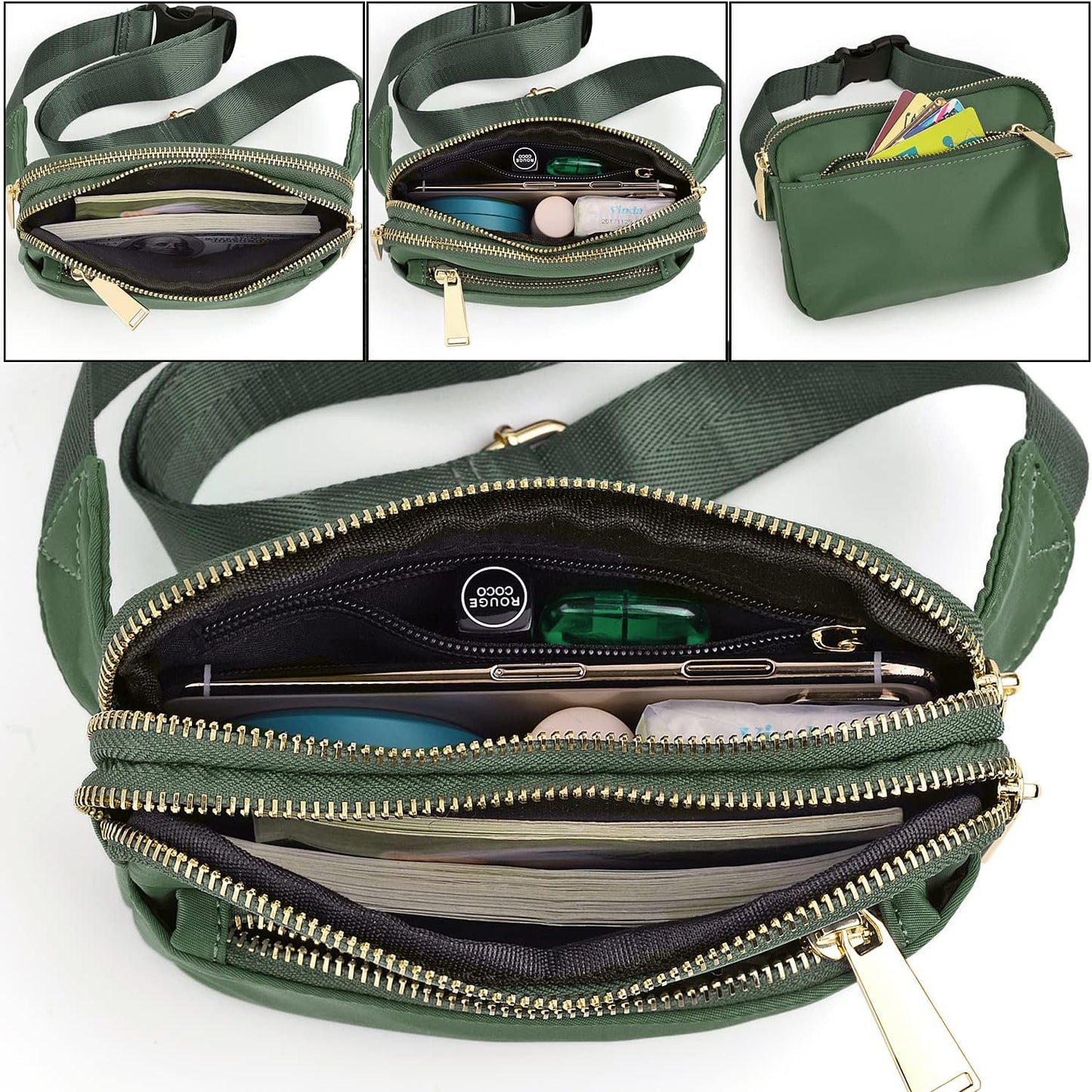 UTO Fanny Pack for Women Crossbody Trendy Fashion Belt Purse Chest Waist Hip Bumbag for Outdoor Shopping Travel Hiking