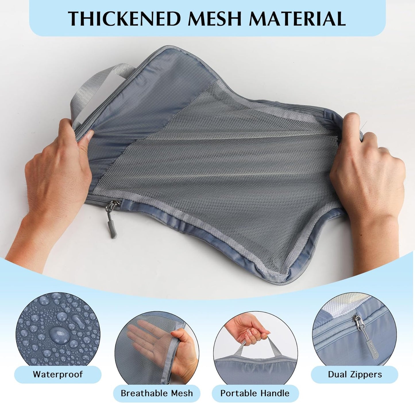 Lightweight Compression Packing Cubes for Suitcases, Compressible Expandable Travel Packing Organizer with Clear Toiletries and Backpack Bag, Travel Essentials for Carry on Luggage 7 Set