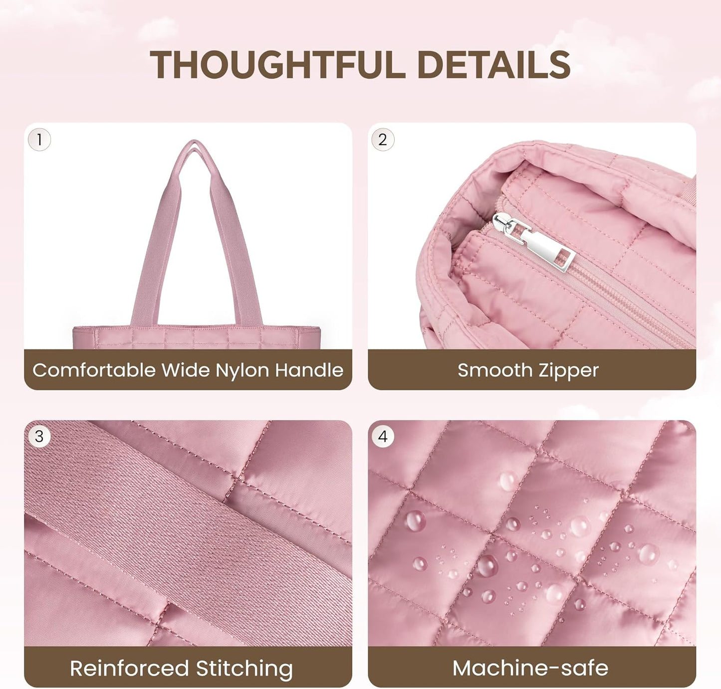 befen Laptop Tote Bag for Women Work, Travel Tote Bags Nurse Puffer Quilted Handbags, Lightweight Waterproof Beach Purse