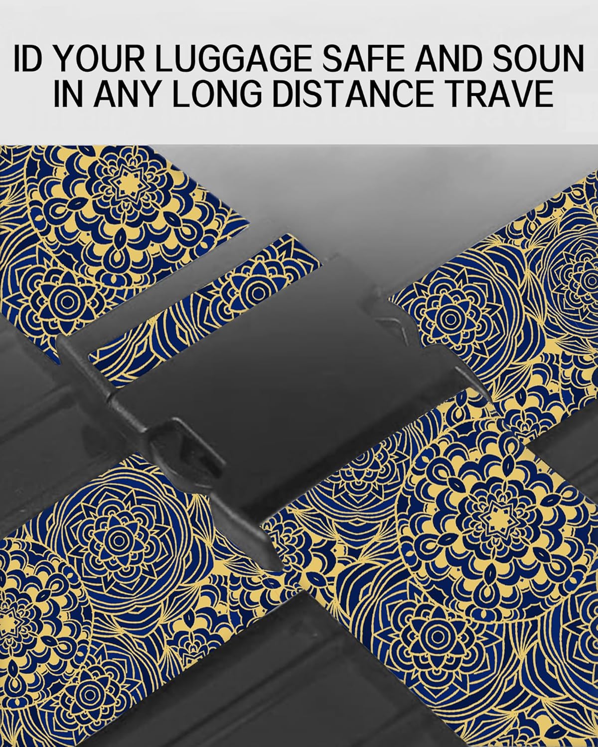 Luggage Straps for Suitcases, Adjustable Travel Belt, Durable Wide Luggage Strap, Cute Suitcase Strap Identifiers with Buckle, Bag Straps for Luggage, Luxury Mandala Pattern