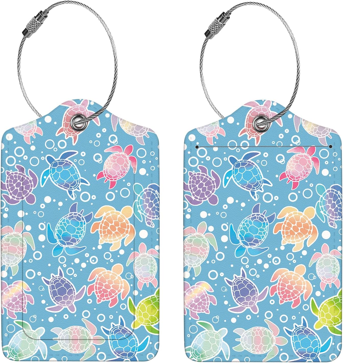 2 Pcs Luggage Tags for Suitcase, Cute Unique PU Leather Travel Bag Tag with Privacy Cover ID Label