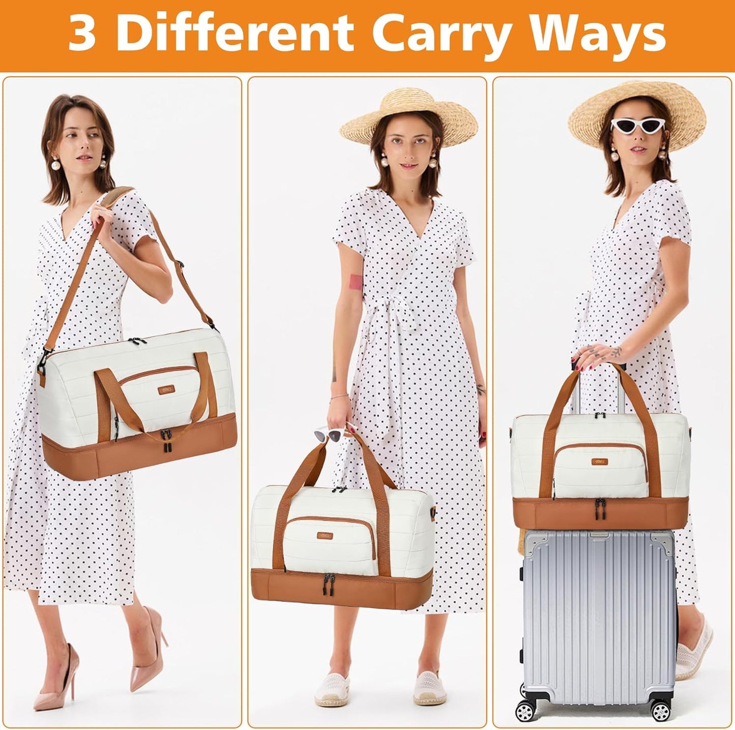 Travel Weekender Bag for Women, Overnight Bag with Shoe Compartment Oversized Travel Duffel Bag Carry On Tote 21"