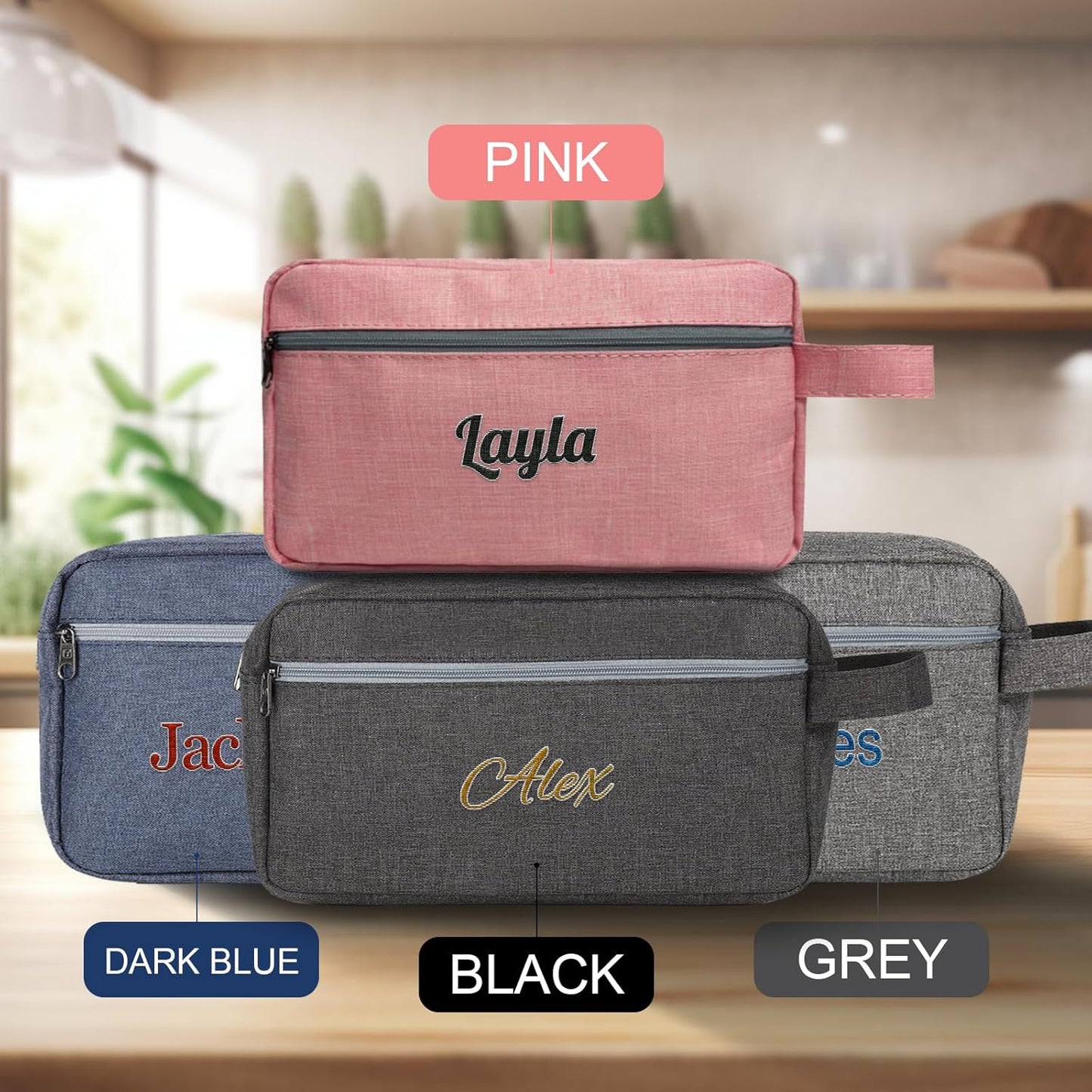Personalized Toiletry Bag for Men Embroidered Name,Custom Canvas Travel Shaving Dopp Kit Bag,Customized Gift for Father,Husband, Boyfriend,Groomsmen,Anniversary,Birthday